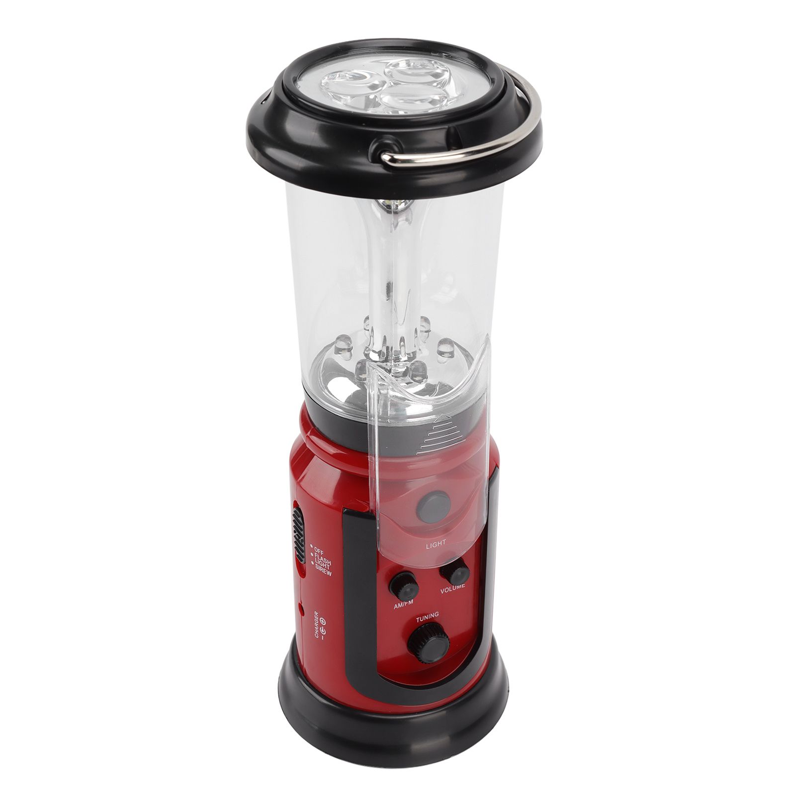 Radio Lantern Hand Crank USB Rechargeable Multi Functional AM FM Emergency Radio LED Flashlight for Camping Hiking Red — image 5