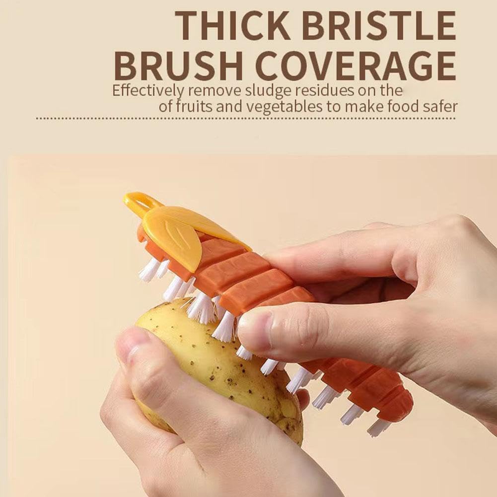 Vegetable Brush,Potato Brush Cleaning Brush,Multiple Fruit Vegetable Cleaning Brush,Vegetable Brush Scrubber for All Kinds Fruits Vegetables (Orange) — image 3