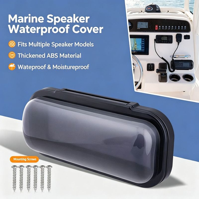 Marine Stereo Waterproof Cover, Flip Up Radio Housing ABS Waterproof Dustproof Protective Shell for Boat Yacht Marine Audio CD Player, With Mounting Screws