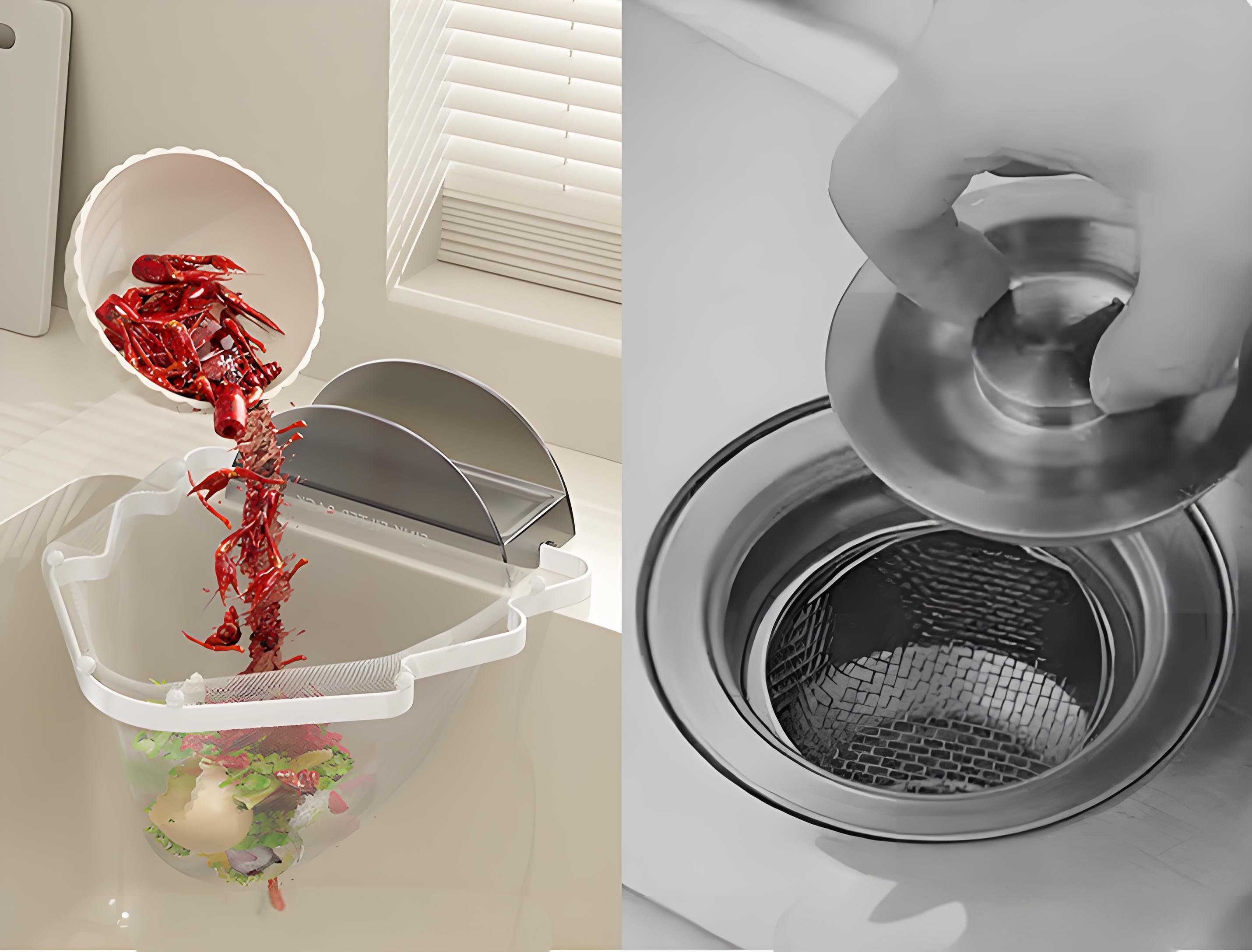 Kitchen Sink Filter Rack with 100 12cm*15cm Mesh Bags, Foldable Food Waste Strainer, Multi-functional Drain Basket(green) — image 3