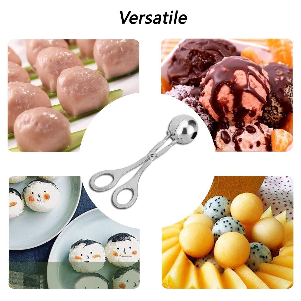 Stainless Steel Meat Baller - Cookie Dough Scoop for Kitchen, Non-Stick Meatball Maker Tongs Spoon for Meatball, Fruits — image 3