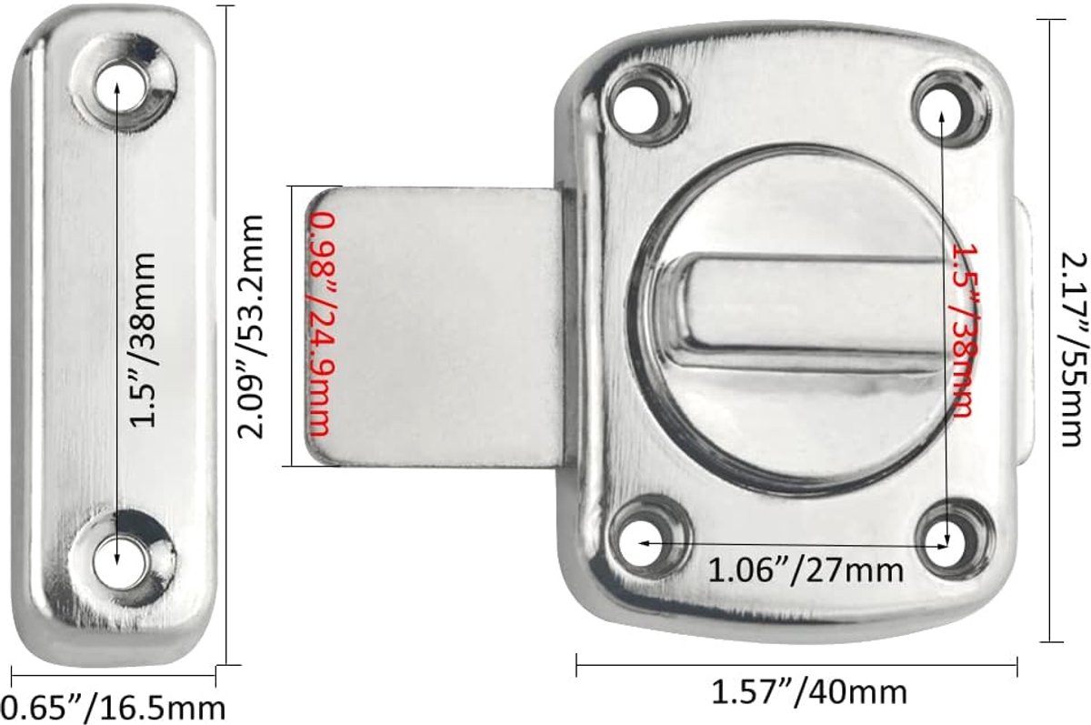 pieces - Door locks - swing door locks - zinc alloy door locks - bathroom door lock - security lock - door bolt - for home security, bathroom, bedroom, toilet โ image 2