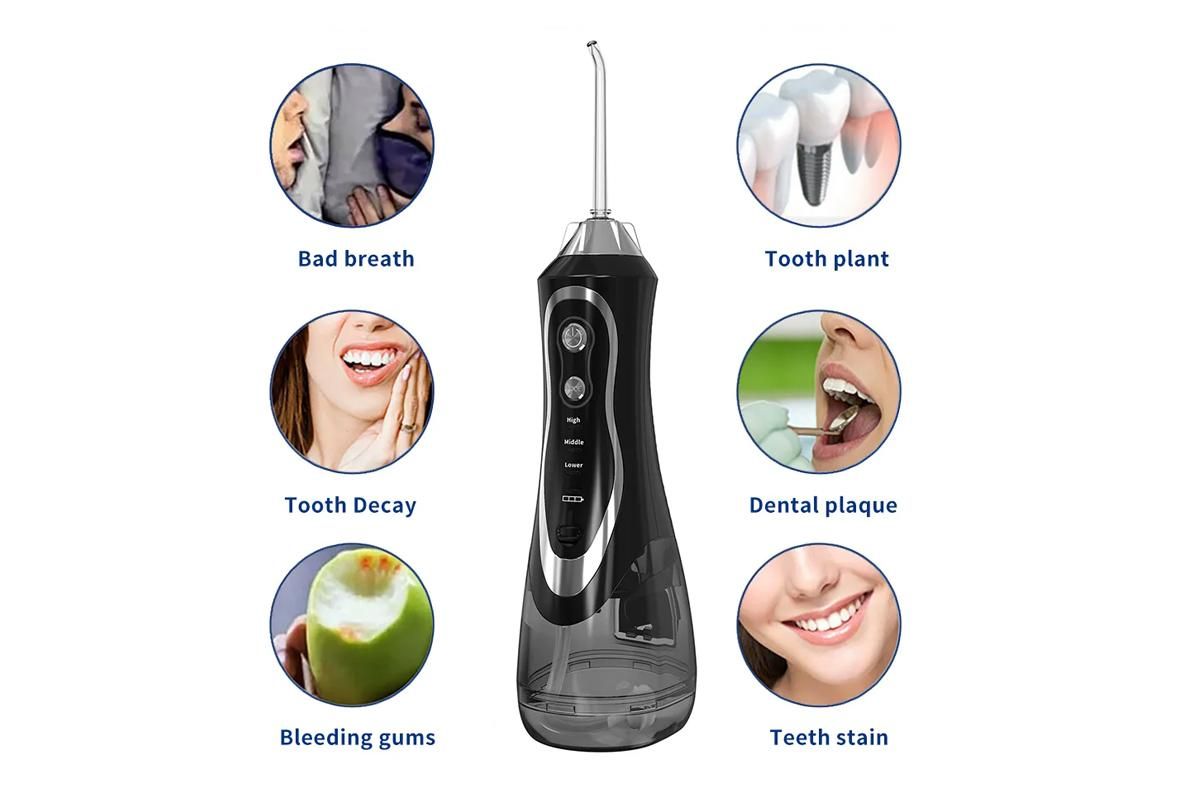 Cordless Electric Water Flosser Dental Oral Irrigator Water Teeth Cleaner Picks for Home Travel with 7 Jet Tips Dental Care -Black โ image 3