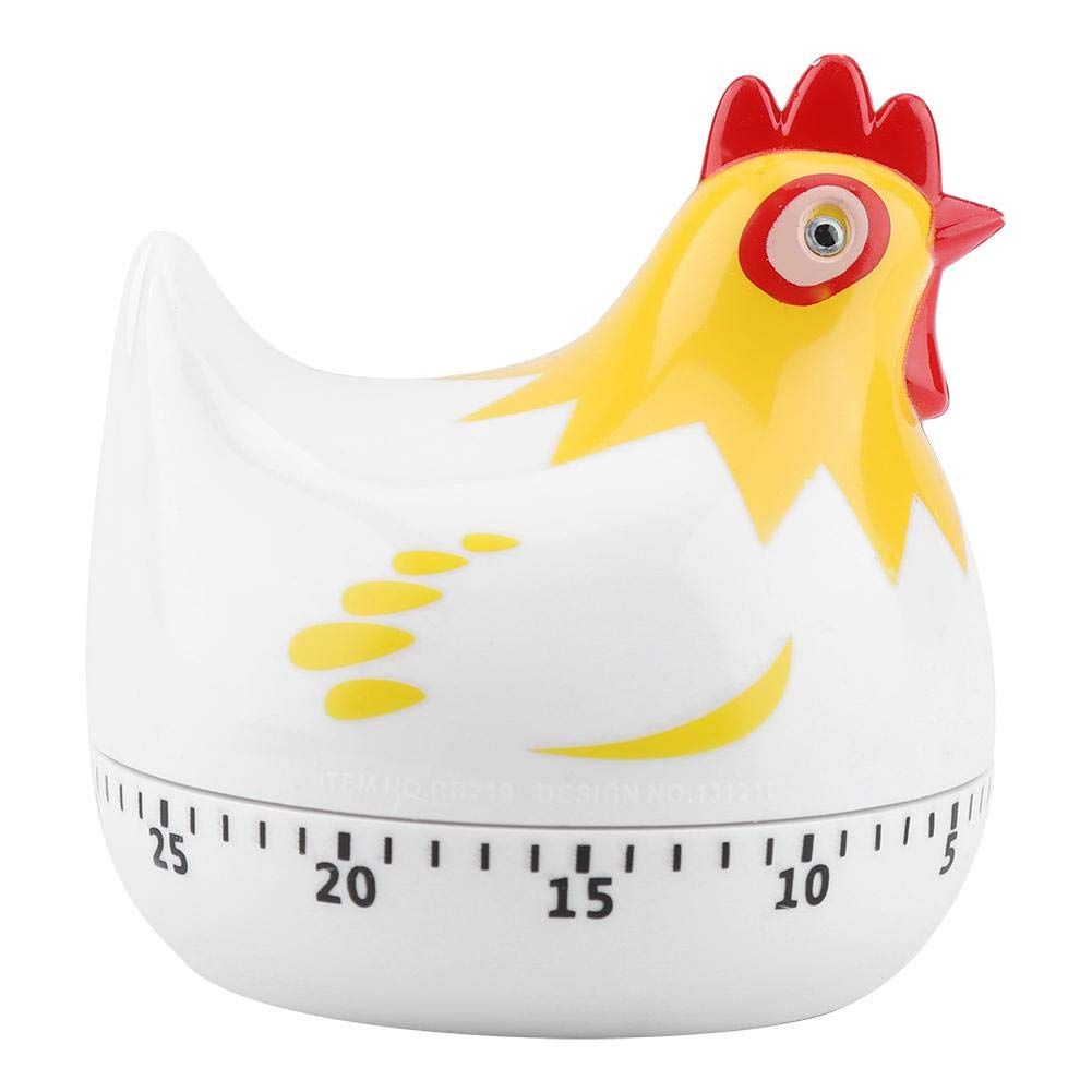 1 PCS Chicken Pattern Timer, Chicken Pattern Countdown Kitchen Timer Reminder for Cooking Baking (White)