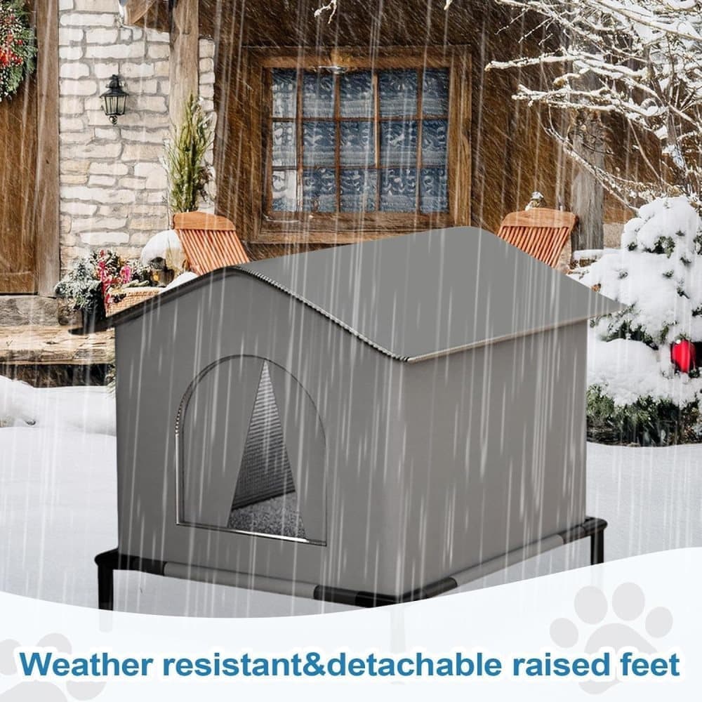 1 Pack Waterproof Insulated Outdoor Cat House for Homeless Cats and Small Animals, 36 x 36cm, Gray — image 3