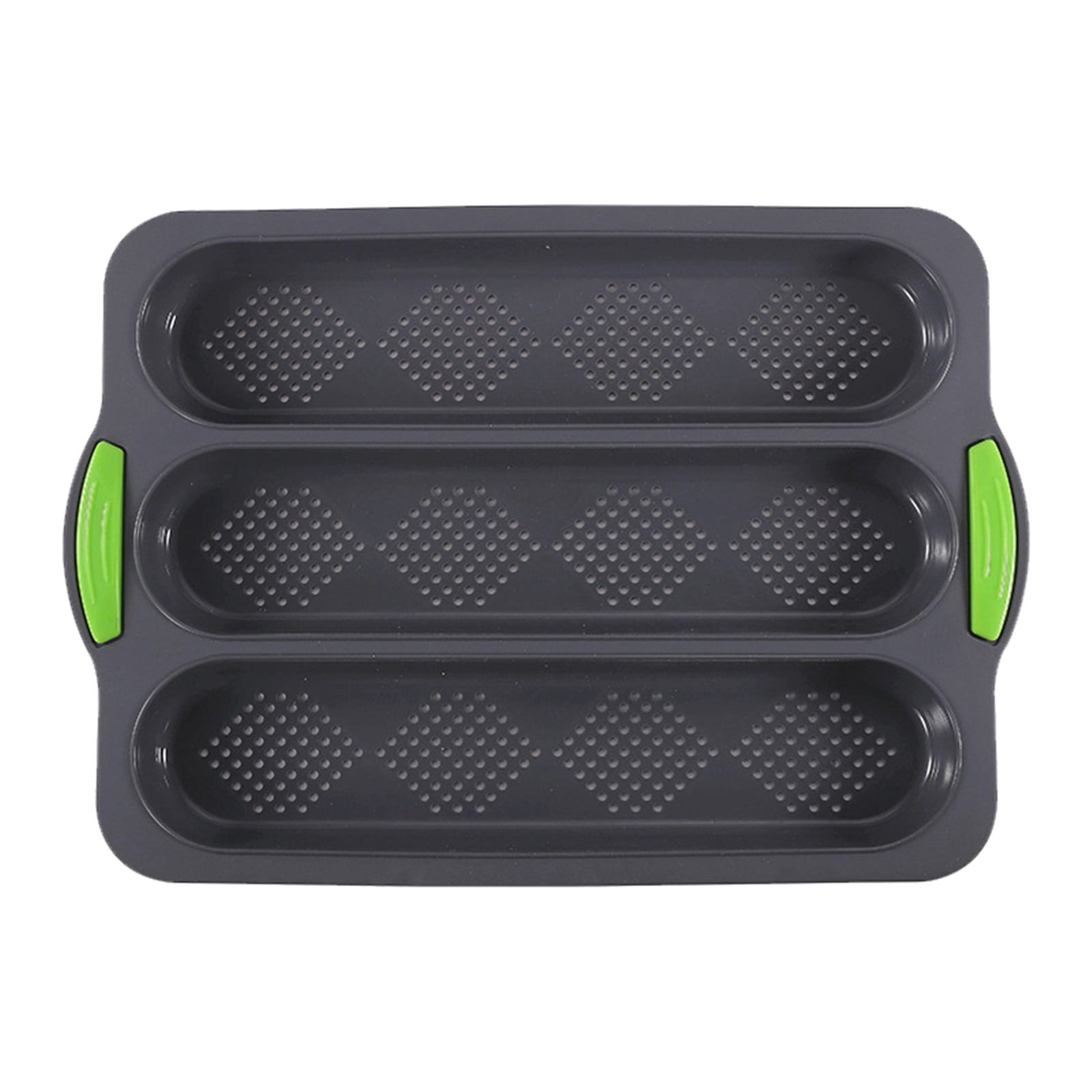 3-Slot French Bread Pan - Non Stick Silicone Baguette Mold for Hoagie, Sub Roll & Hot Dog Buns - Oven Safe Baking Tray with Vent Holes (Beige) Clearance C — image 2