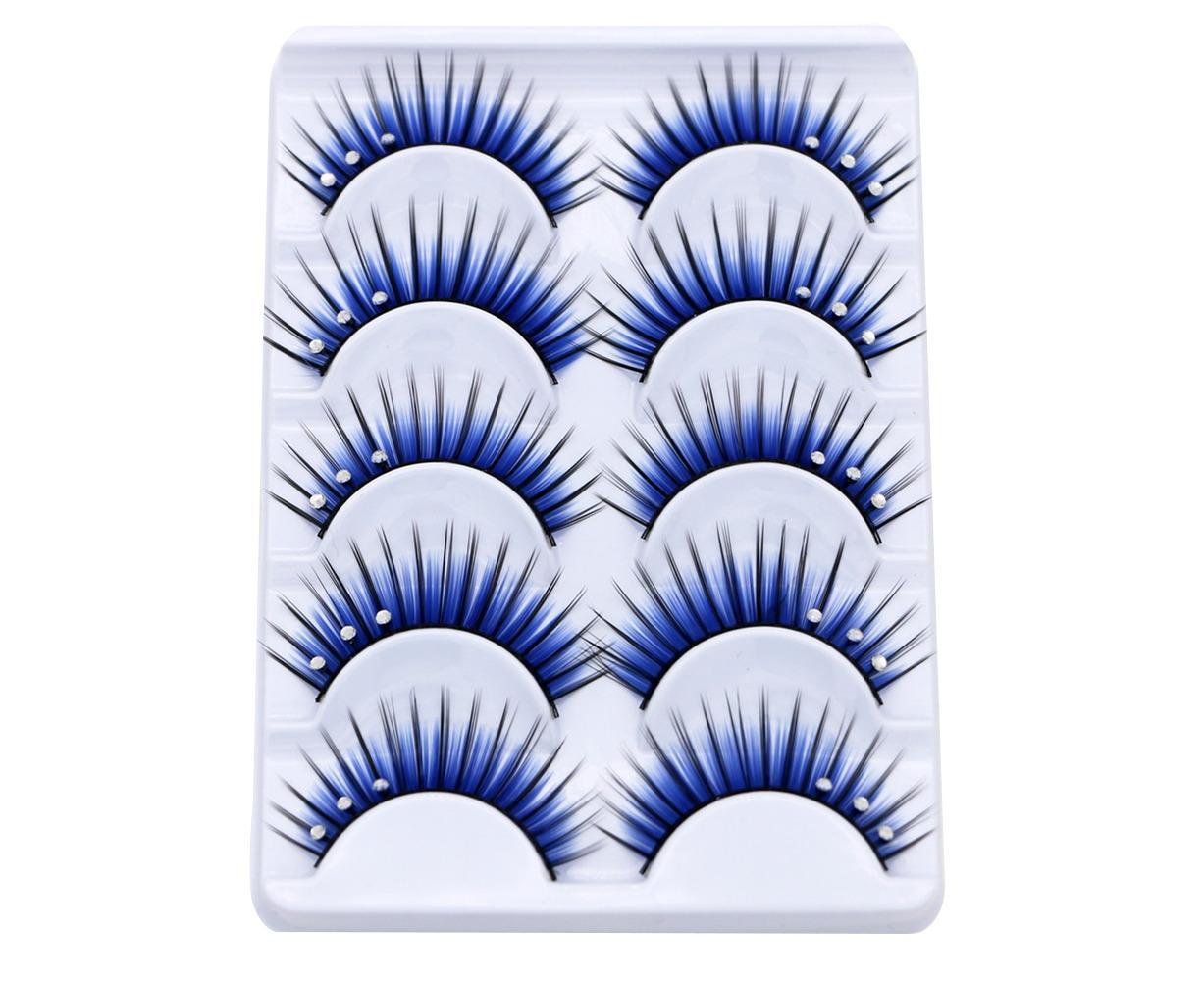 5 Pairs Dual Colors Glitter Rhinestones Artificial Eyelash Party Makeup Tool — image 5