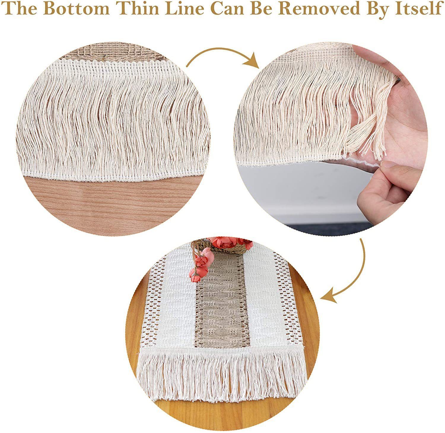 2-Pack Table Runner MX20, Three Rows of Heart Pattern, With Tassels — image 6