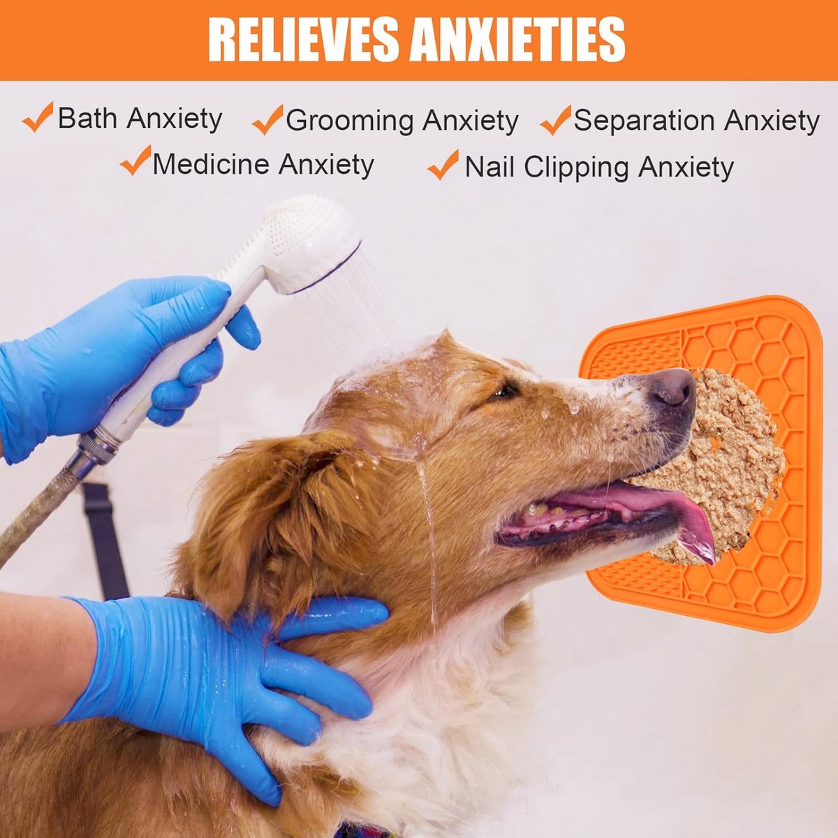 2-Pack Dog Lick Mats with Suction Cups - BPA-Free Slow Feeder Dog Lick Mats - Comes with 1 silicone scraper - Extra strong suction cups - Suitable — image 4
