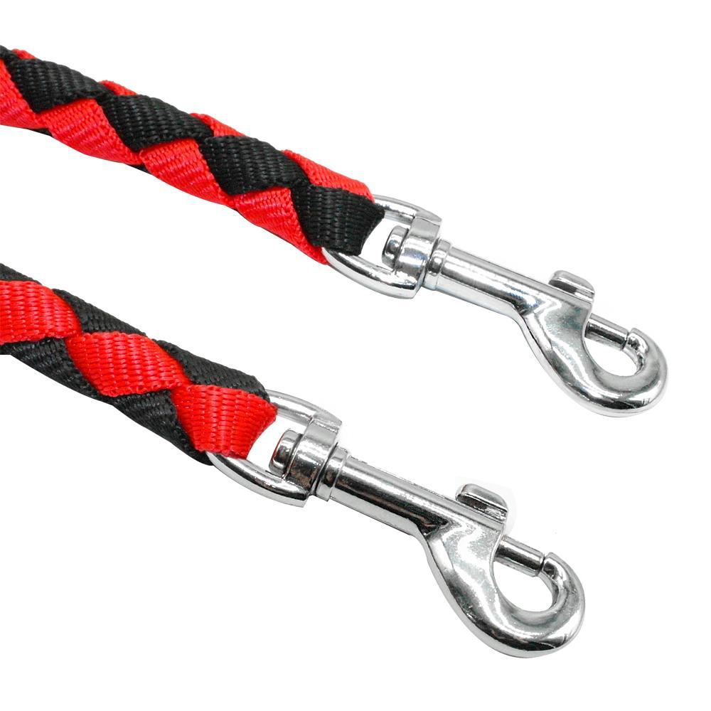 Red and Black Double Dog Leash and Collar Set - 1.4m Long - Durable Pet Lead for Dogs — image 6