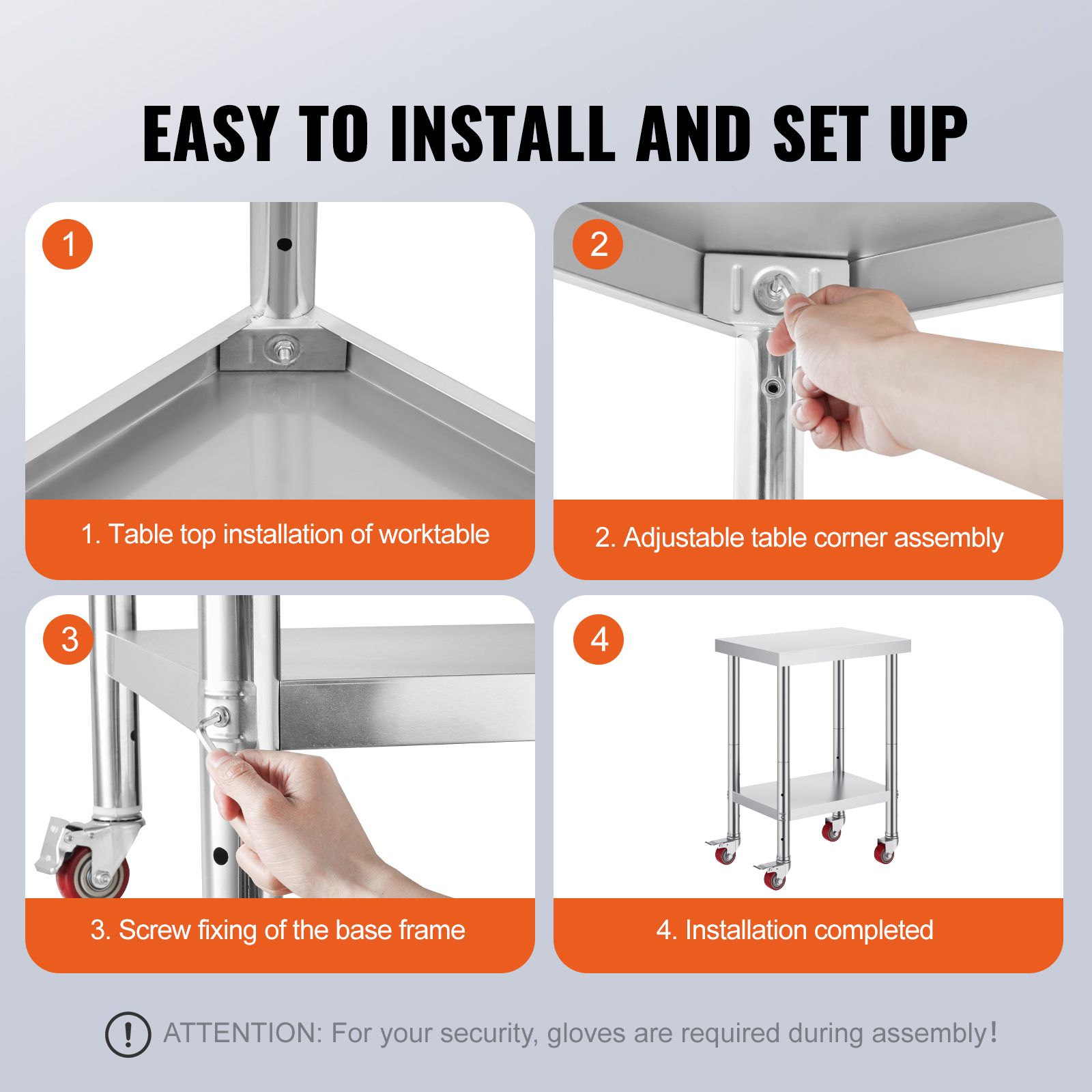 24x18x34 Inch Stainless Steel Work Table 3-Stage Adjustable Shelf with 4 Wheels Heavy Duty Commercial Food Prep Worktable with Brake for Kitchen Prep Work โ image 6