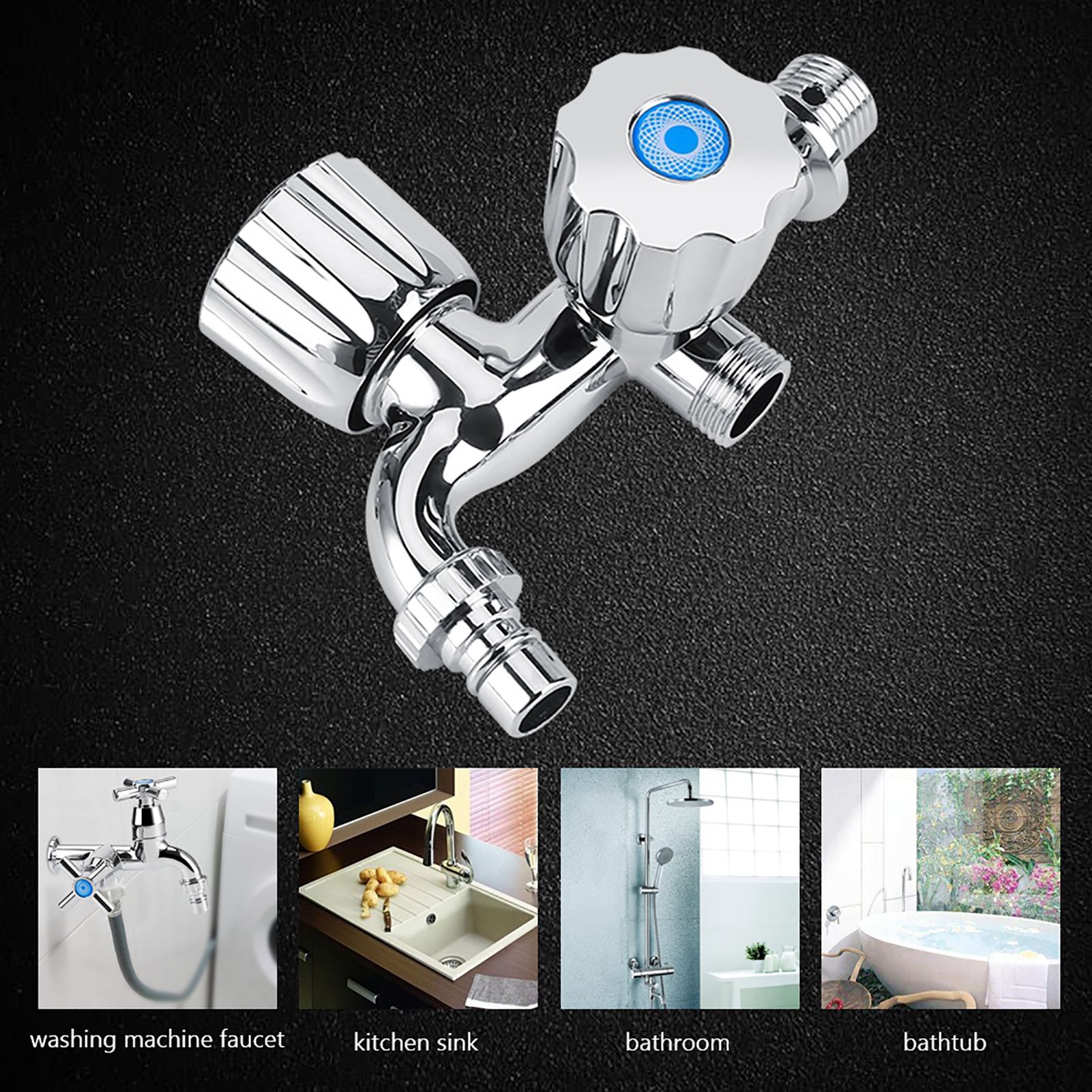 Electroplating Plastic Washing Machine Cold Water Faucet Sink Basin Water Tap with Double Spout Shutter Handle G1/2 — image 4