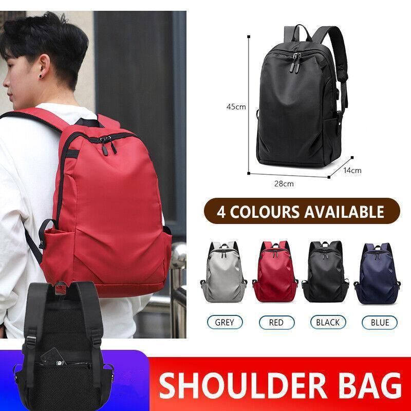 Mens Backpack Large Capacity Waterproof Schoolbag Laptop Work Travel Bag - Red — image 2