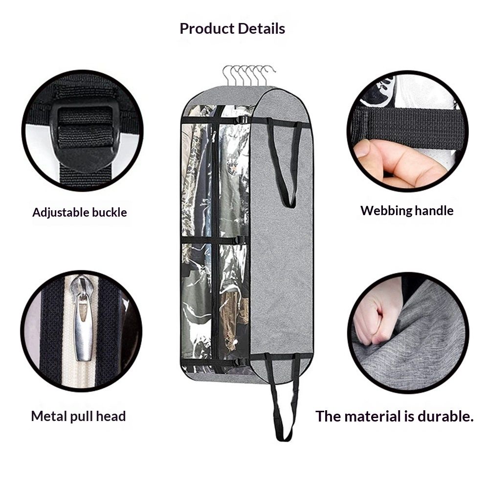Hanging Garment Bags for Travel Suit Bags for Closet Storage Moving Bags for Clothes Dress Cover for Coat, Jacket, Shirt, Clothing, grey โ image 3