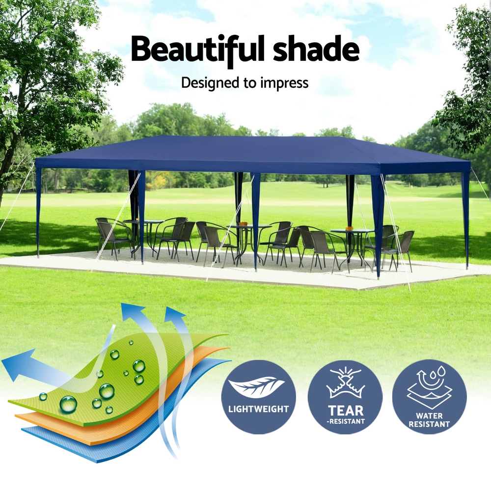 Instahut Gazebo 3x9m Wedding Party Marquee Tent Outdoor Event Camping Shade Blue — image 4
