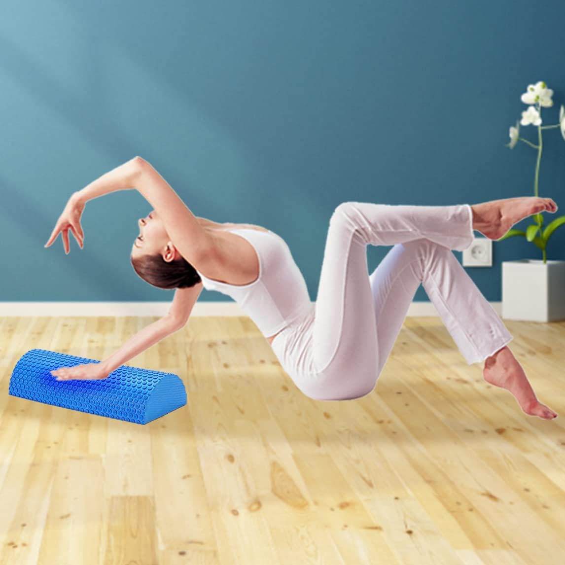 Half Round Foam Roller, Yoga Foam Roller for Pain Relieved, Muscle Massage, Physical Therapy (Blue) — image 4