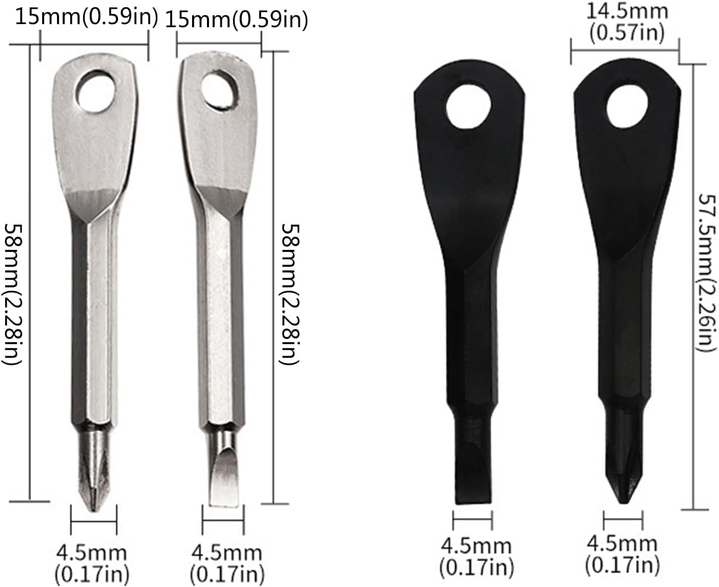 2-in-1 Keychain Screwdriver - Mini Double-Ended Flat & Cross Head - Stainless Steel - Pocket-Sized Tool - Silver — image 2