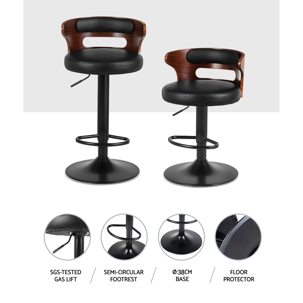 Artiss 2x Bar Stools Gas Lift Faux Leather — image 4