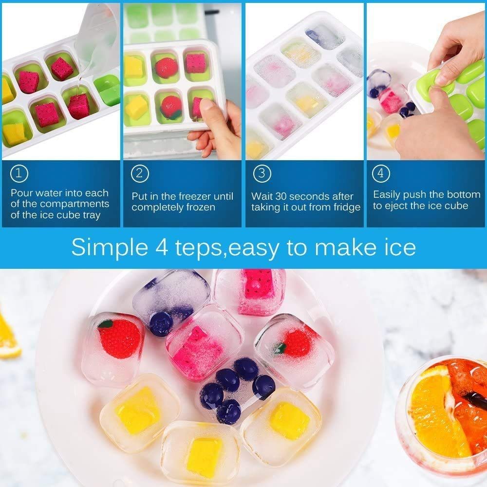 Silicone Easy-Release and Flexible 14-Ice Trays with Spill-Resistant Removable Lid, BPA Free, Durable and Dishwasher Safe, 2 Pack — image 2