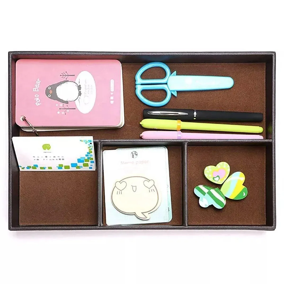 Leather Desktop Organizer Multi-functional Storage Tray Key Jewellery Box — image 6