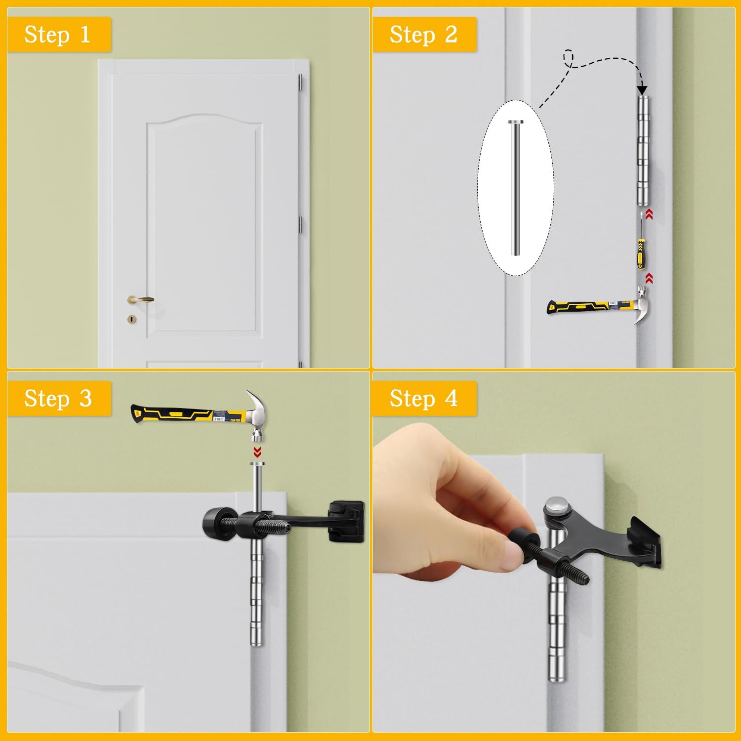 2 Pack Hinge Pin Door Stoppers for top of Door Adjustable Heavy Duty Hinge Pin Black Door Stop (Black, 2 Pack) โ image 4