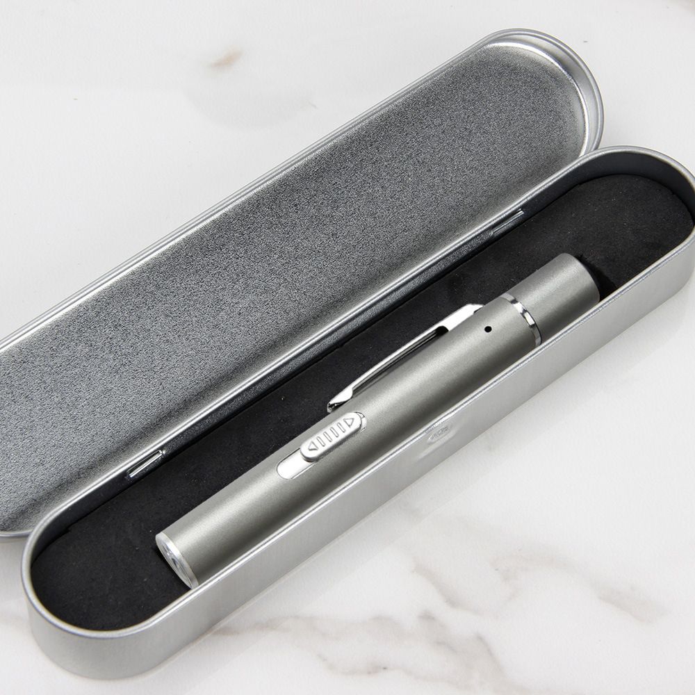 Grey and black Metal Laser Cat Toy Pen Set - 2 Piece USB Rechargeable 3-in-1 Laser Pointer with UV Light and LED Torch in Gift Tin Box โ image 2