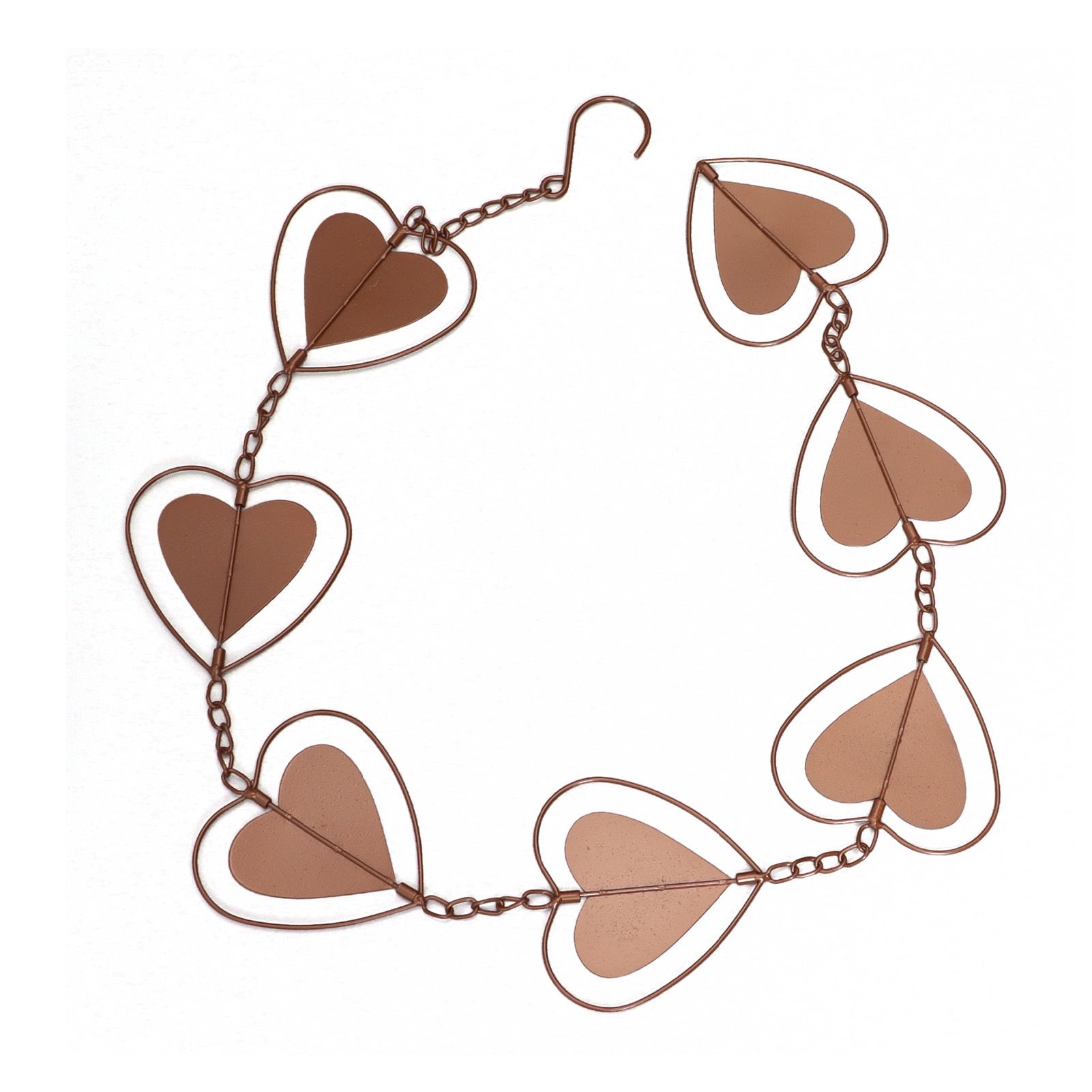 Metal Rain Chain Drainage Function Decorative Heart Shape Wind Chime with Hook for Balcony Patio Corridor — image 3