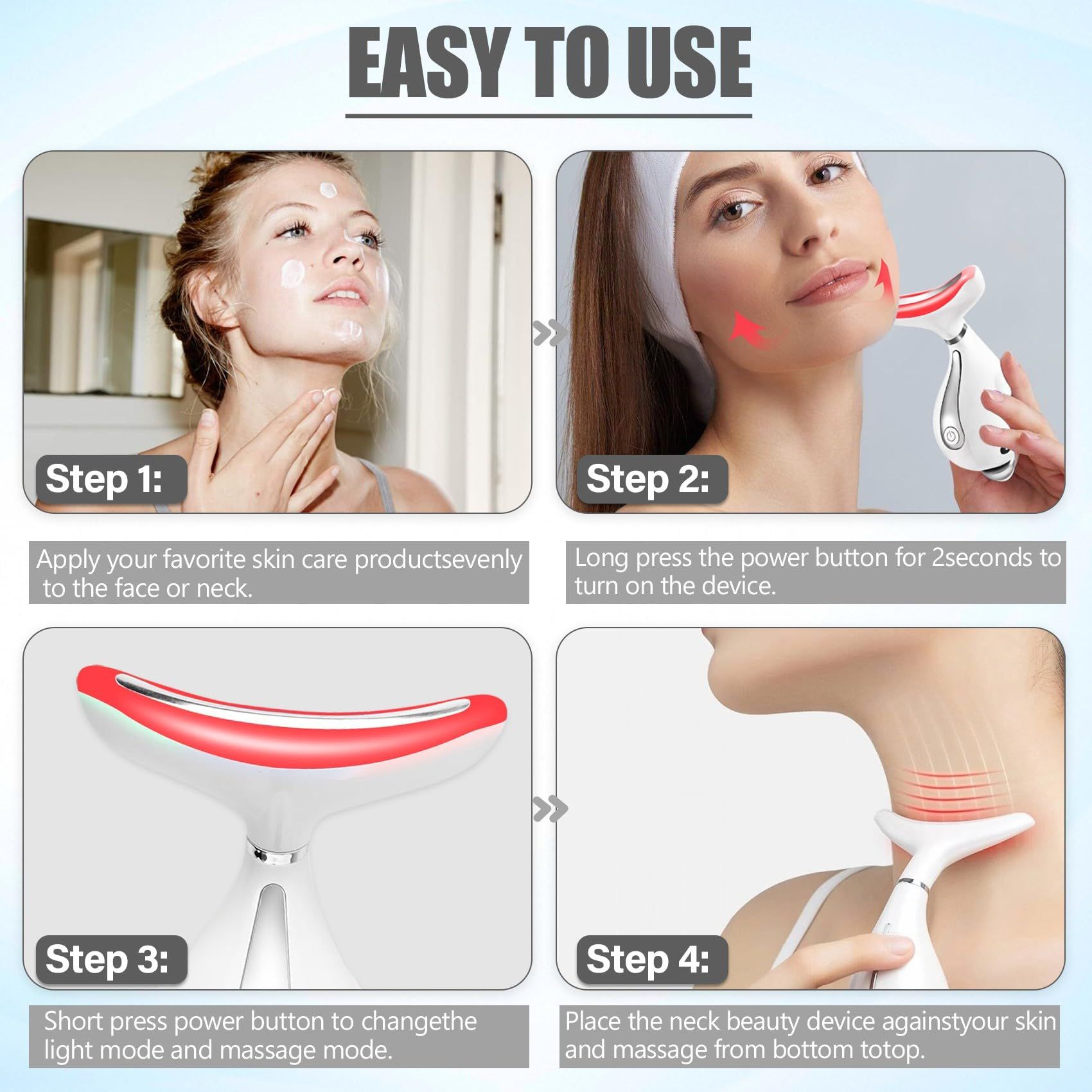 Neck Face Massage Machine, 3 Modes Skin Care-Heat, Vibration, Facial Device for Skin Care, Improvement, Tightening and Smoothing — image 4