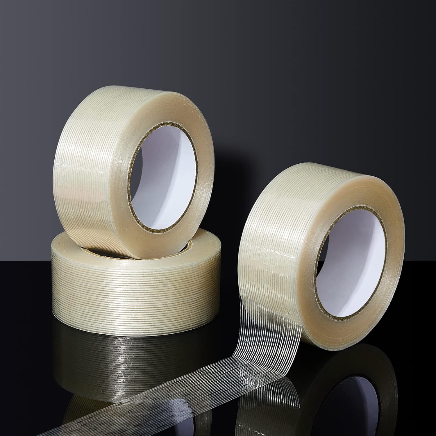 12 Rolls Filament Strapping Tape 5.7 Mil Heavy Duty Transparent Reinforced Fiberglass for Packaging Sealing Binding Fixing Supplies(2 Inch x 55 Yard) 2 Yard — image 5