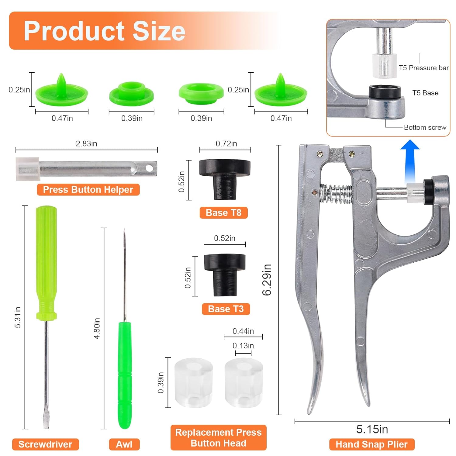 Paper Corner Rounder Punch, Corner Punch Corner Cutter Rounder for Cardstock + Snap Button Kit with Snaps Pliers, 240 Sets Plastic Snaps for Fabric — image 6