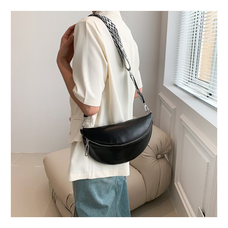 Leather Pack Crossbody Bags Fashion Sling Purse Causal Chest Belt Bum Bag Cross Body Purse for Women Travel Sport Camping (Black) — image 4