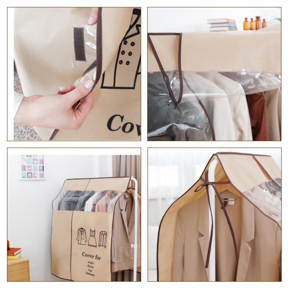Non Woven Fabric Clothing Dustproof Covers Home Dust Cover Wardrobe Hanger โ image 4