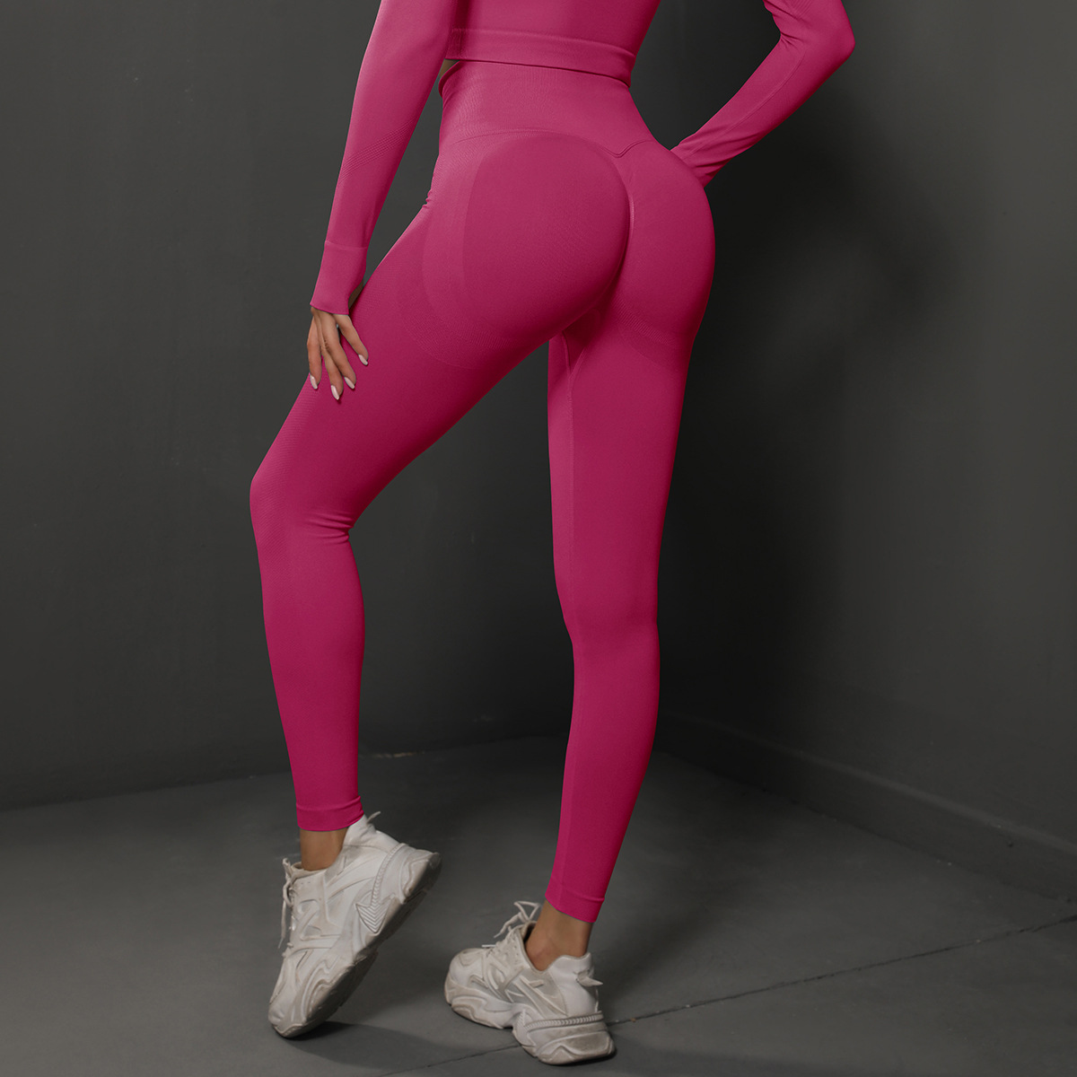 Size M Rose Red Seamless High-Waisted Yoga Pants for Women - Lift Workout Leggings for Running, Gym, and Fitness — image 4