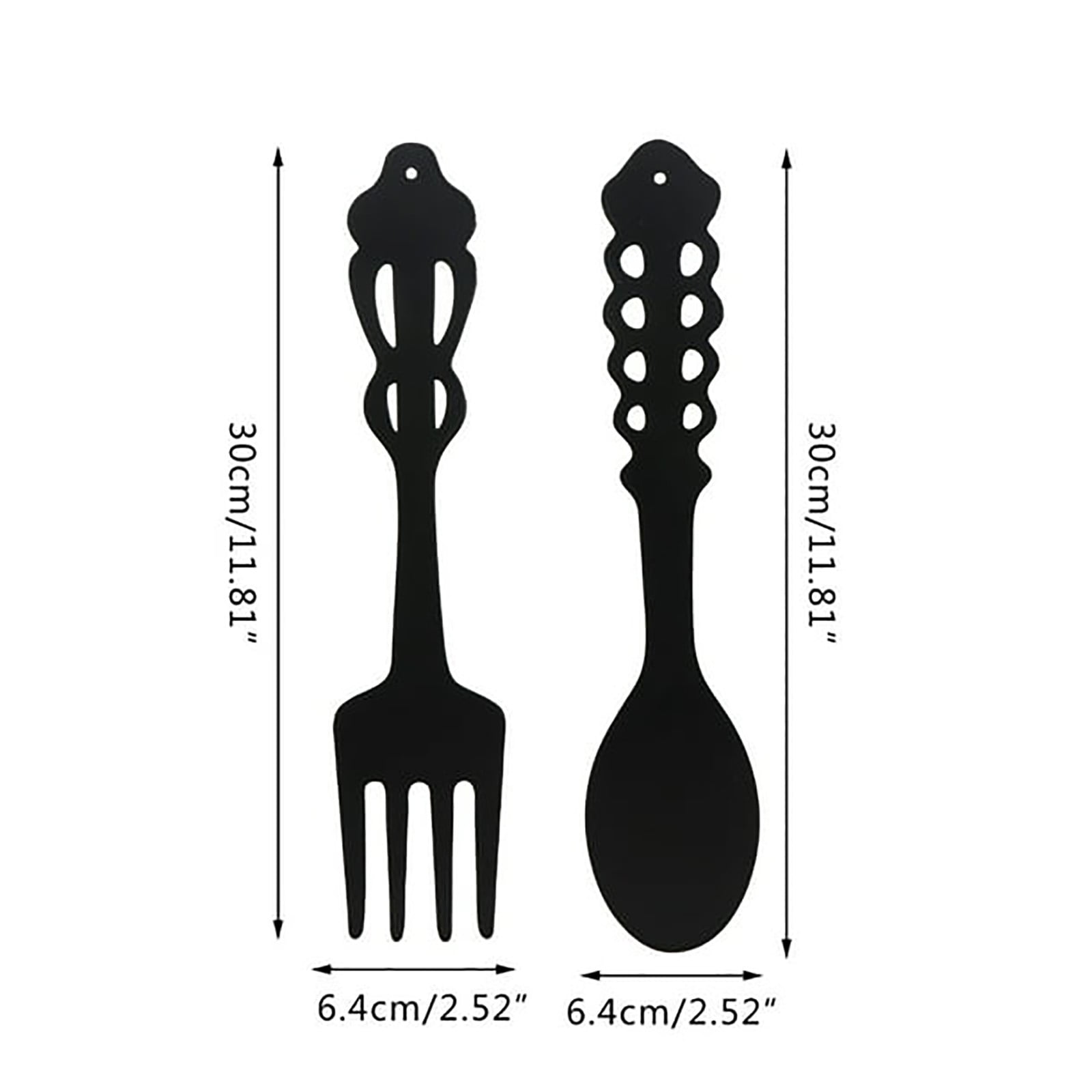 Metal Fork Spoon Wall Decor Hanging Sculpture Farmhouse Wall Decor for Kitchen, Two-Piece Wall Sticker Set Wrought iron wall decoration Black — image 3