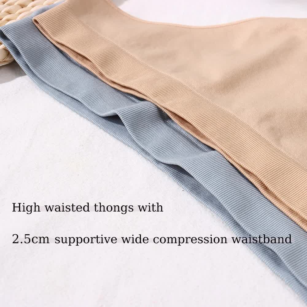 Size L Comfortable High-Waisted Women's Cotton Thong Underwear - 6-Pack in Black, White, Grey, Skin, Brown And Blue โ image 6