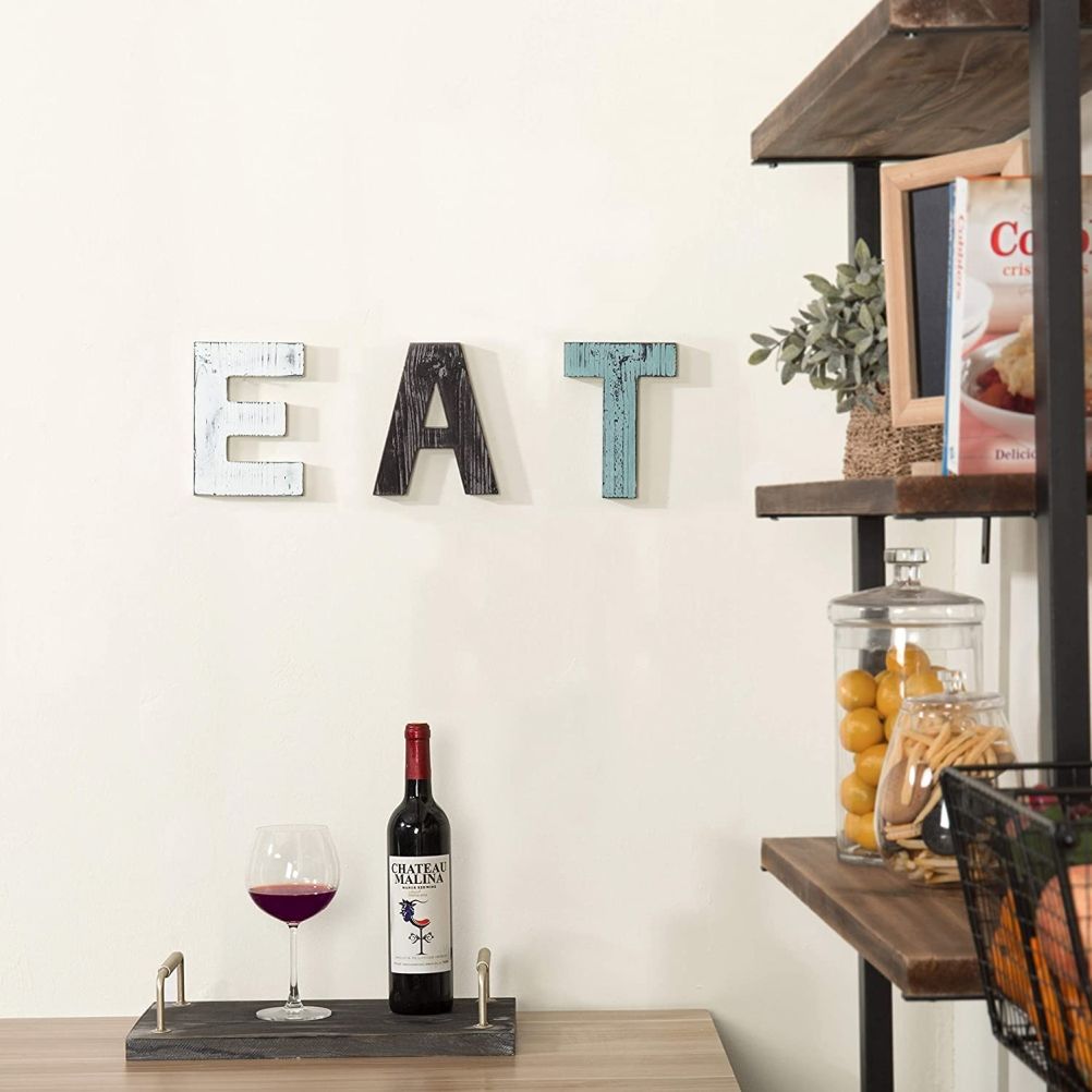 Christmas Wooden Hanging Rustic Multicolor Cutout Wooden EAT Letters Wall Mounted Decorative Signs — image 4