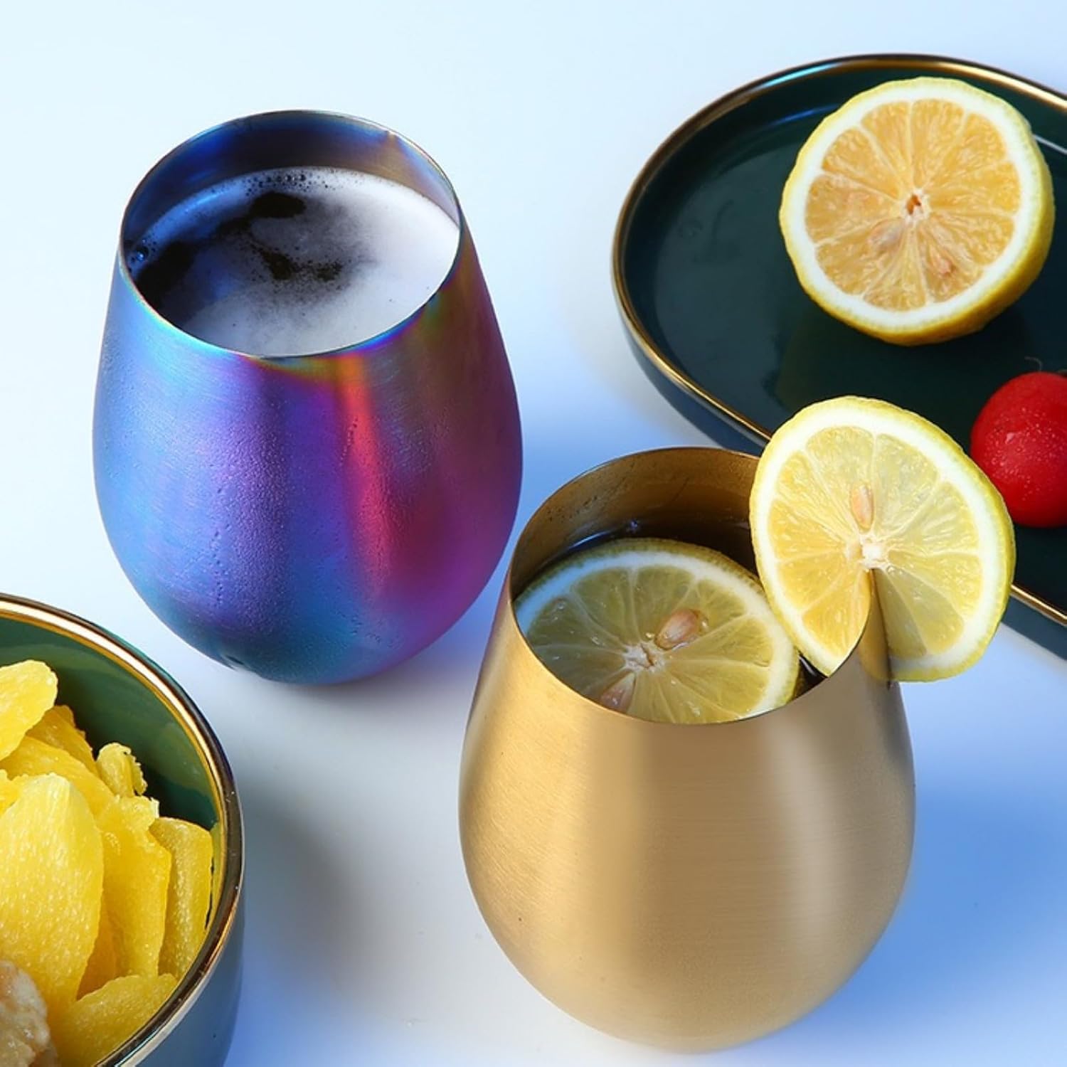 Stemless 17 OZ Tumbler Wine Glasses Set of 4, 304 Stainless Steel Cups for Home Restaurants Bars Outdoor, Gift Essentials and Dishwasher safe(Gold) โ image 3