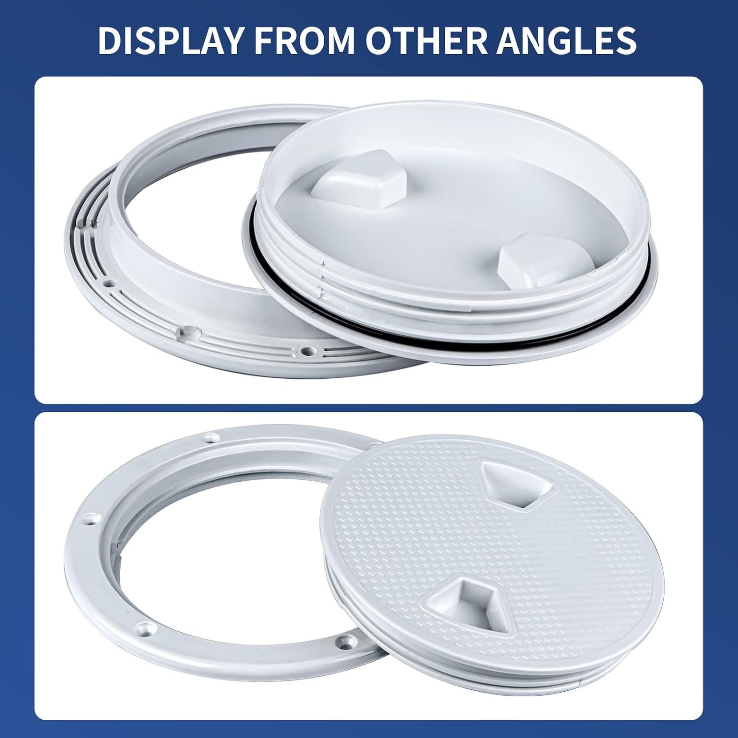 Round Marine Inspection Hatch with Detachable Non Slip Cover, Boat Deck Access Port for Yachts, Kayaks and Storage, White, 15.2 cm — image 5
