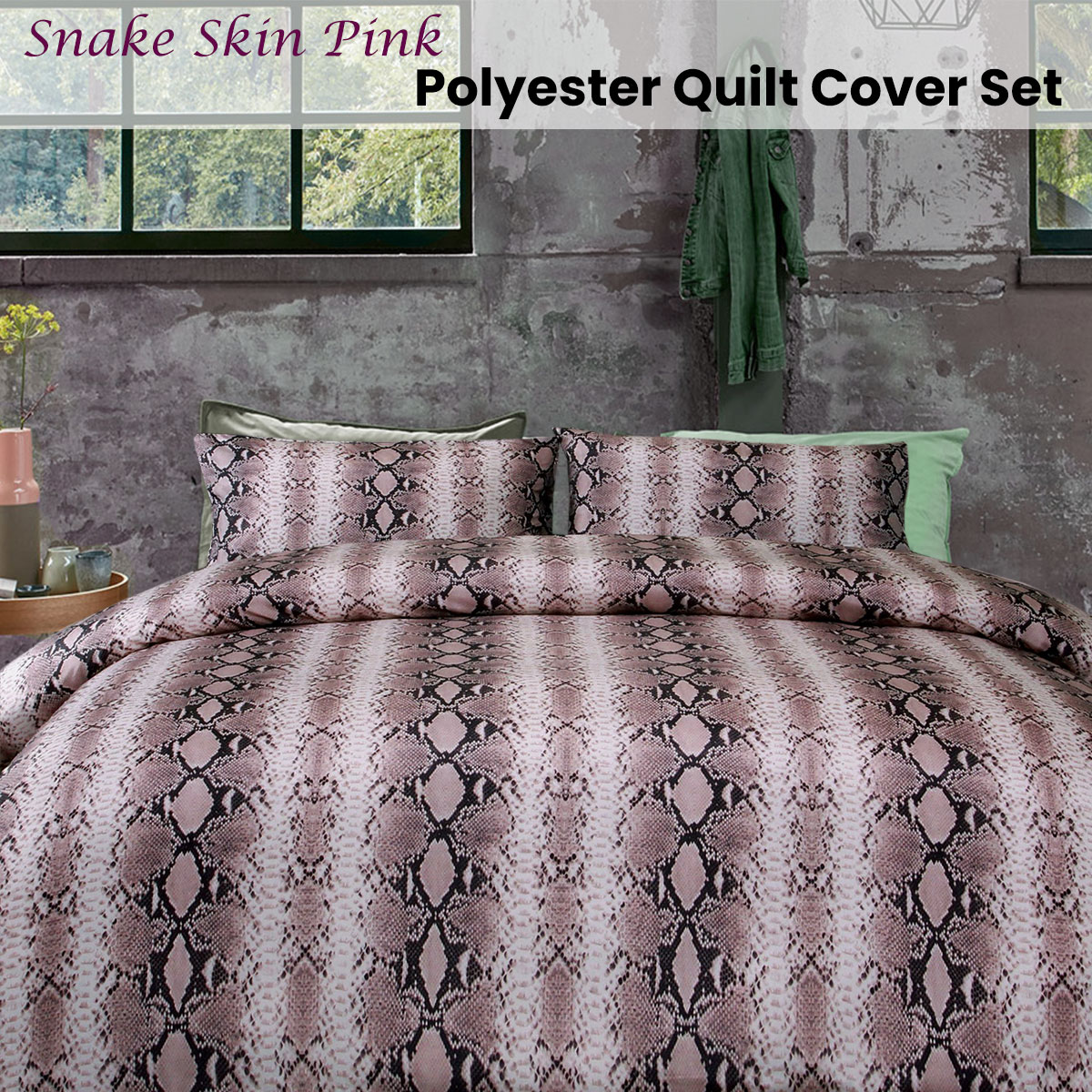 Big Sleep Snake Skin Pink Quilt Cover Set Double — image 2