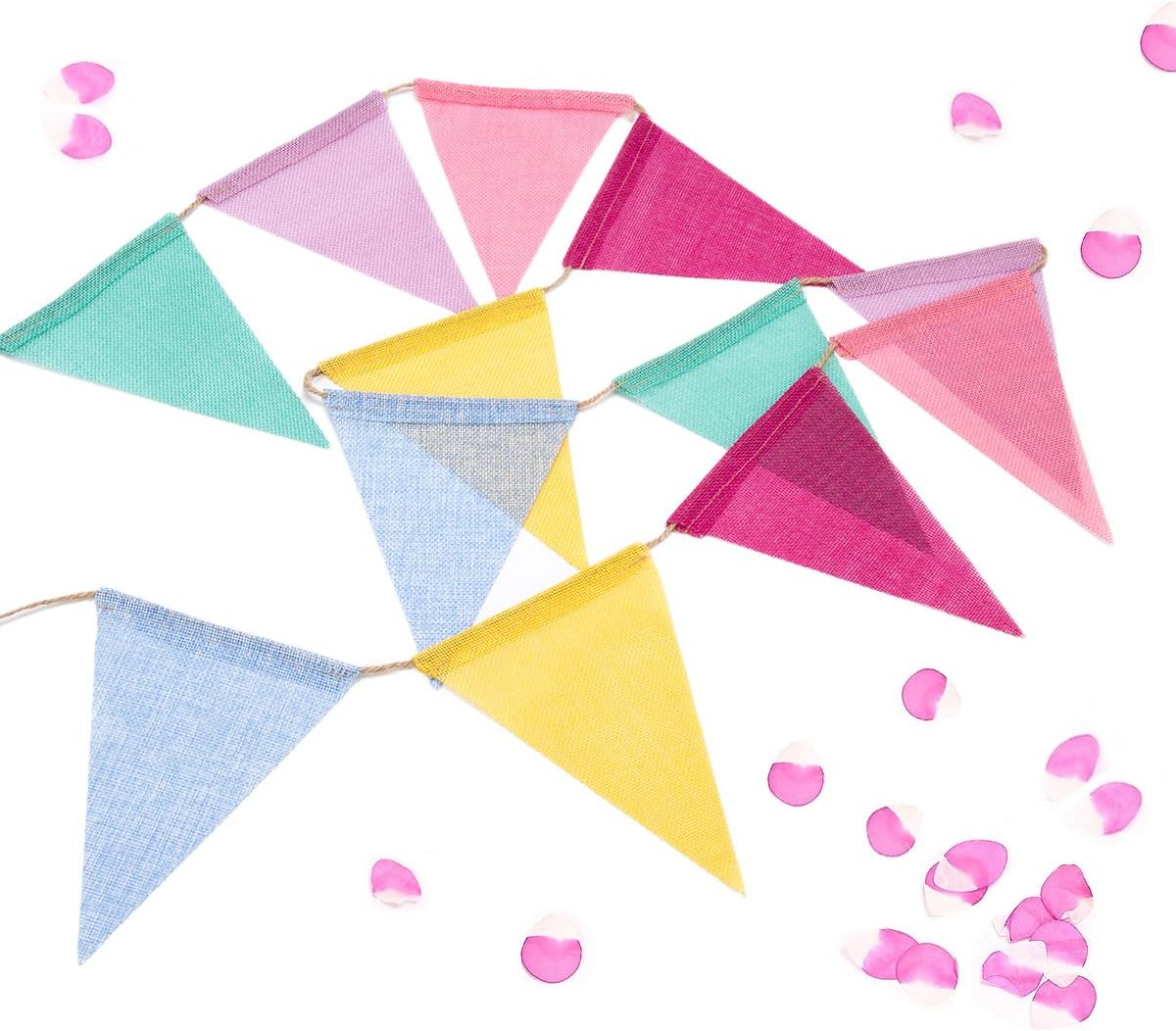 72 Flags Imitated Burlap Pennant Banner Multicolor Fabric Triangle Flag Bunting for Summer Party and Festival Classroom Hanging Decorati — image 4