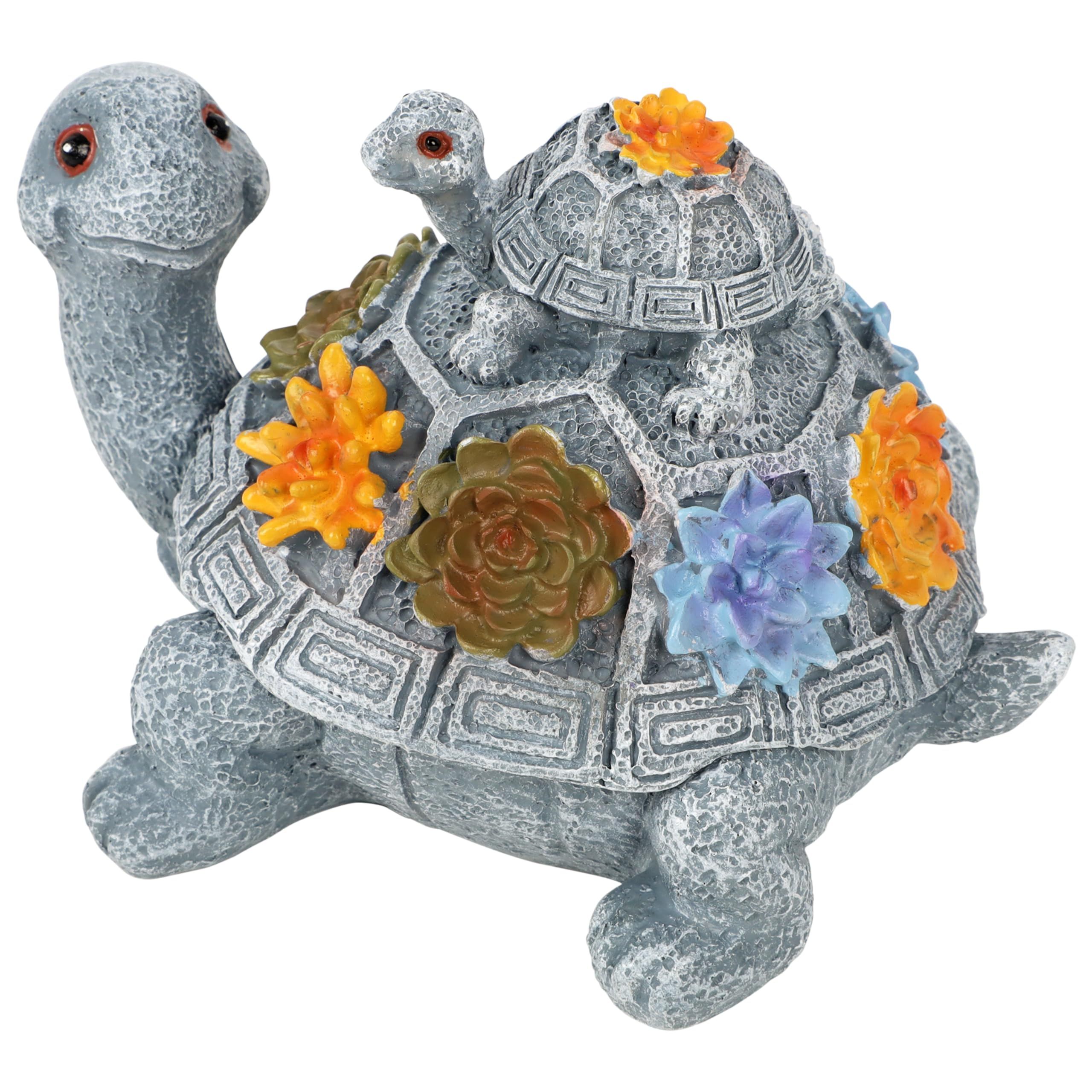 Turtle Garden Statue, Resin Turtle Figurine Garden Lawn Ornaments with Lid for Outdoor Office Yard Garden Decorations