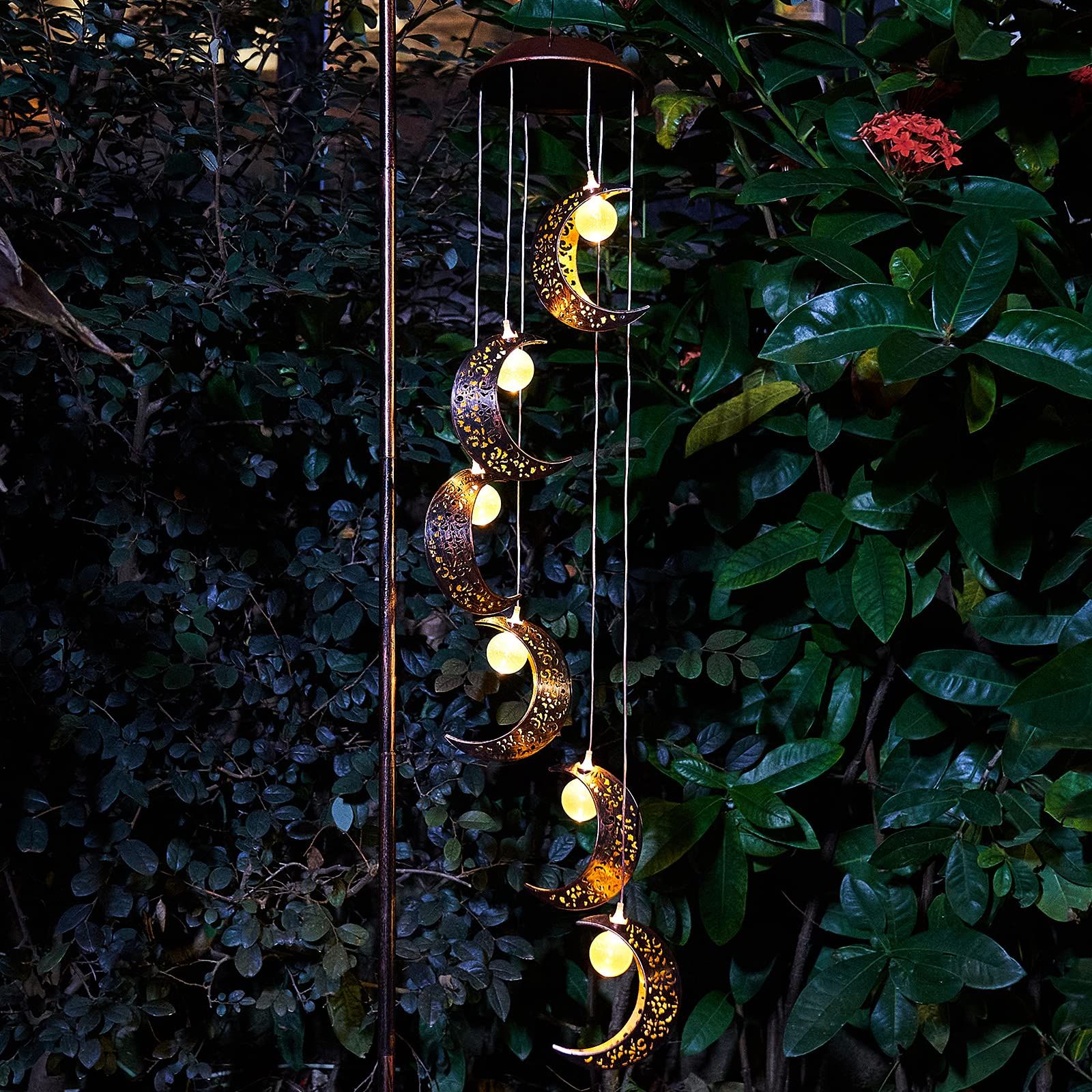 Solar Moon Wind Chimes Outdoor Solar Lights Windchimes Waterproof Hanging Decorations Gifts for Garden โ image 5