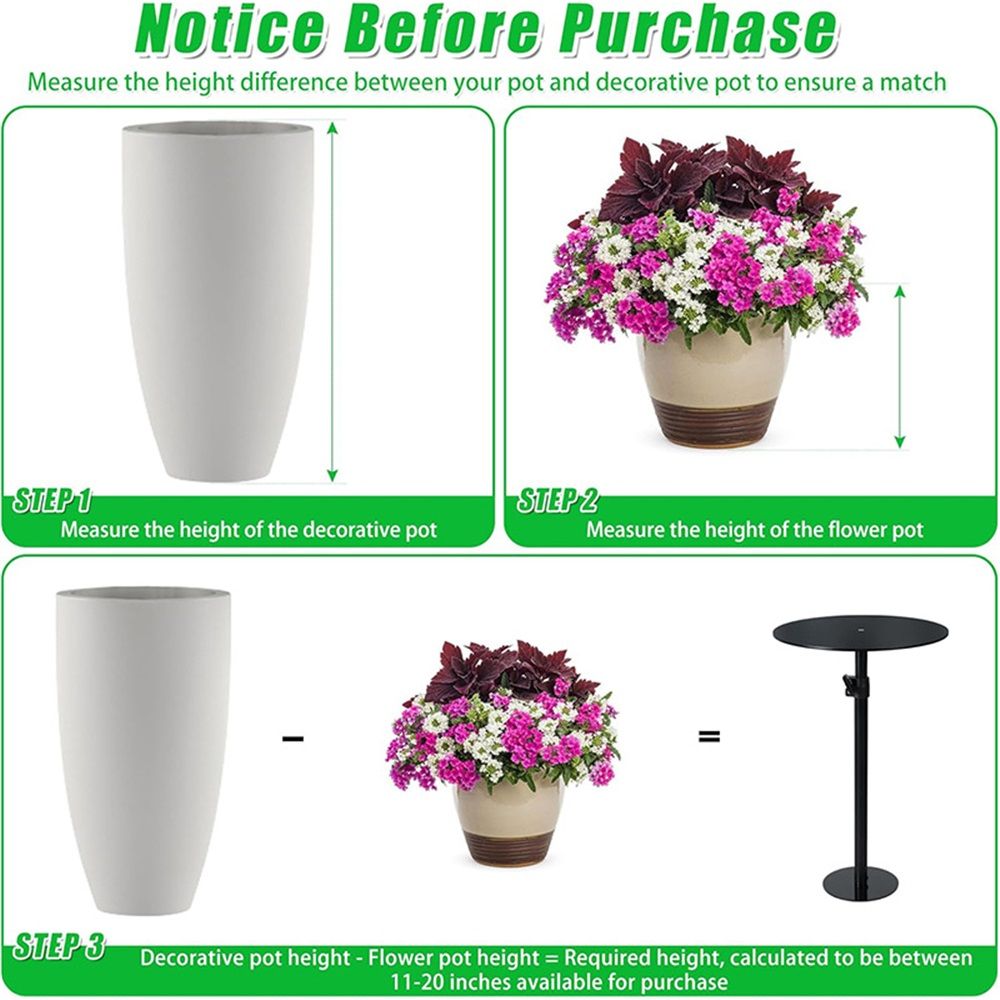 Adjustable Height Plant Risers for Inside Pots, 17-32" Planter Inserts for Large Pots, Planter Lift Insert for Tall Square Round Taper Planters (6" 8" 10" Base โ image 3