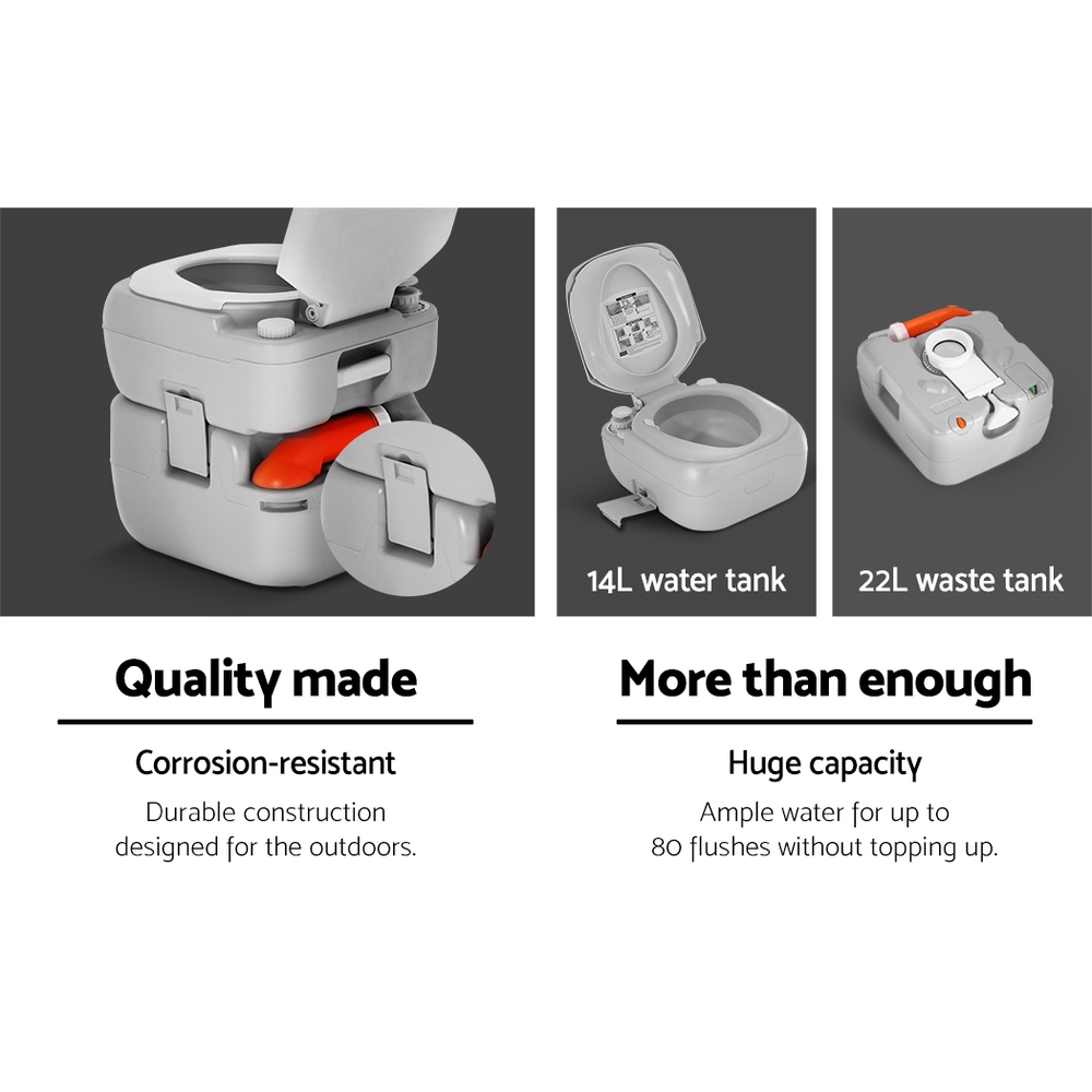 Weisshorn 22L Portable Camping Toilet Outdoor Flush Potty Boating โ image 4