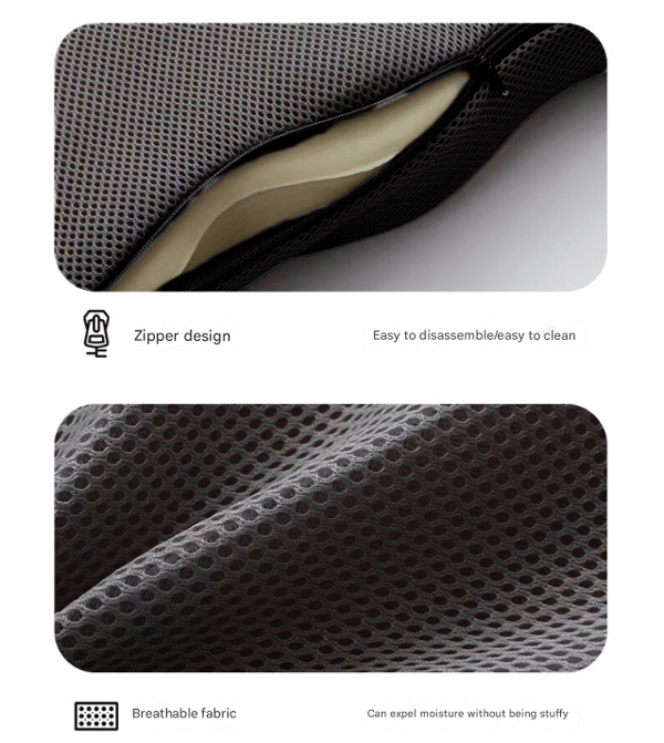 Black Ergonomic U‑Shaped Memory Foam Seat Cushion, Tailbone Relief & Posture Support with Breathable Cover — image 6
