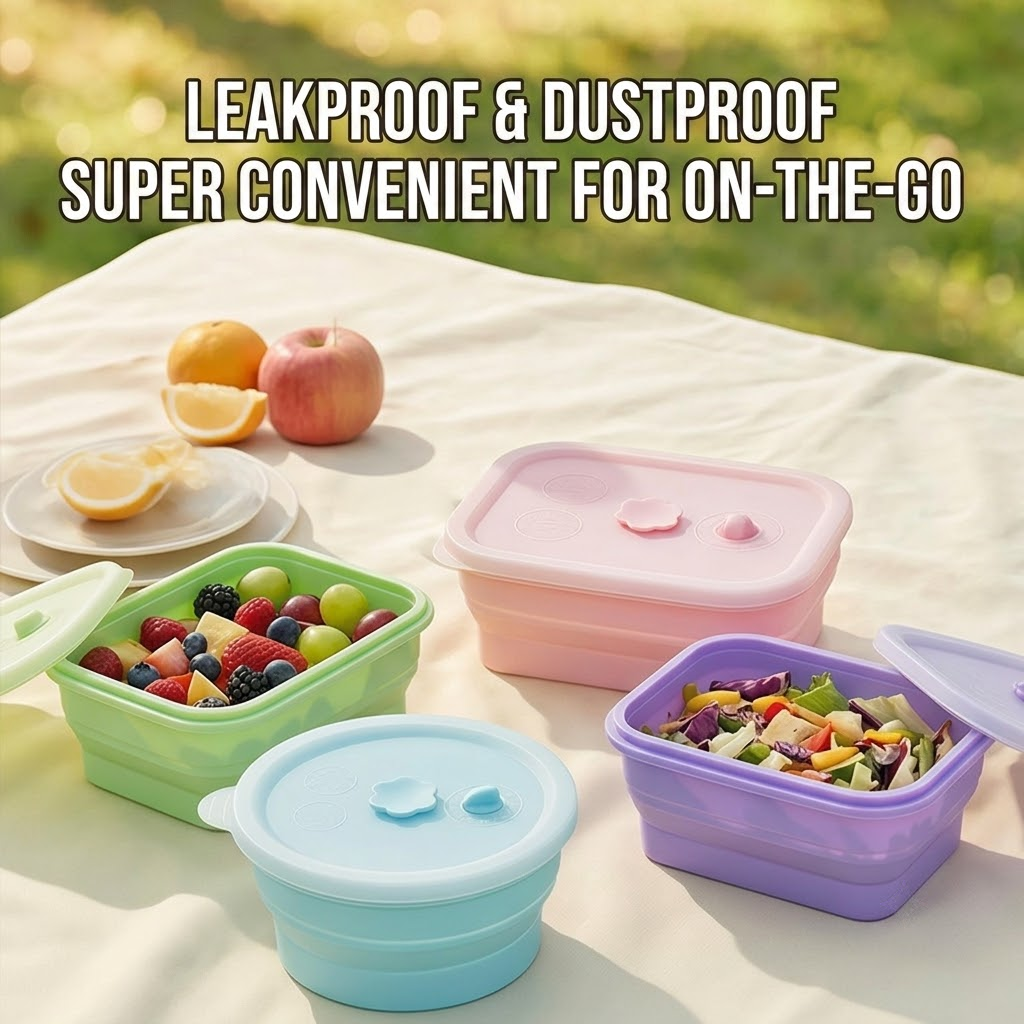 Collapsible Food-Grade Silicone Storage Container with Leakproof Lid, Built-in Date Dial and Steam Vent - Reusable, Microwave-Safe, Freezer-Ready — image 3