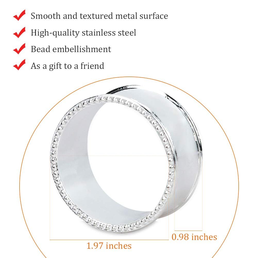 12 Pcs Stainless Steel Bead Side Napkin Rings Delicate Buckles (Silver) not easy to fade, and it shines under the light