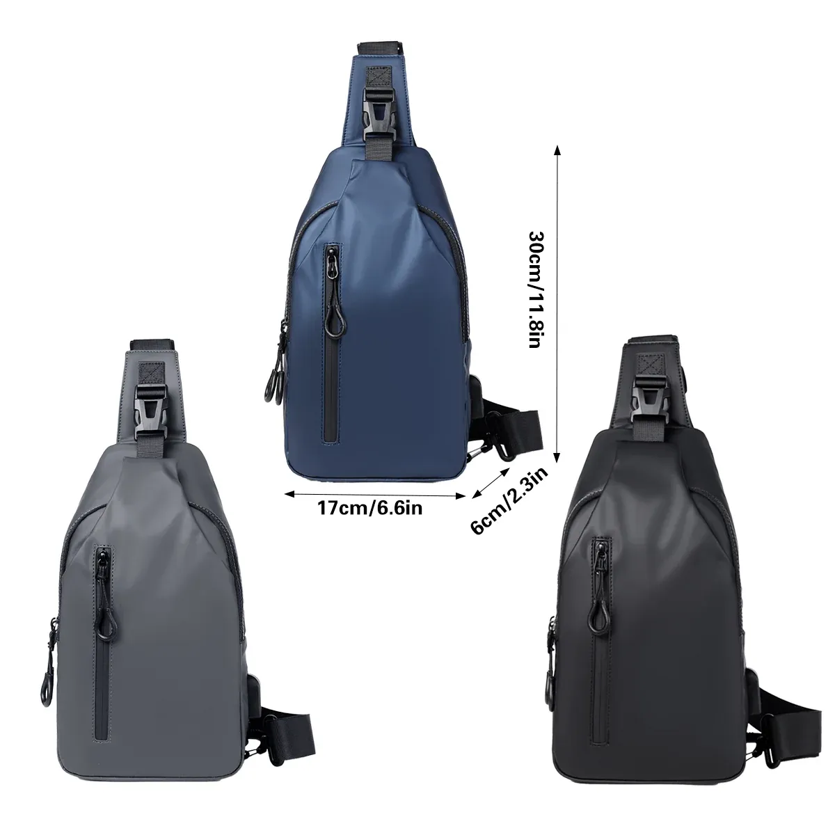 Large Capacity Chest Crossbody Bag Waterproof Durable for Travel Daily Use - Grey — image 4