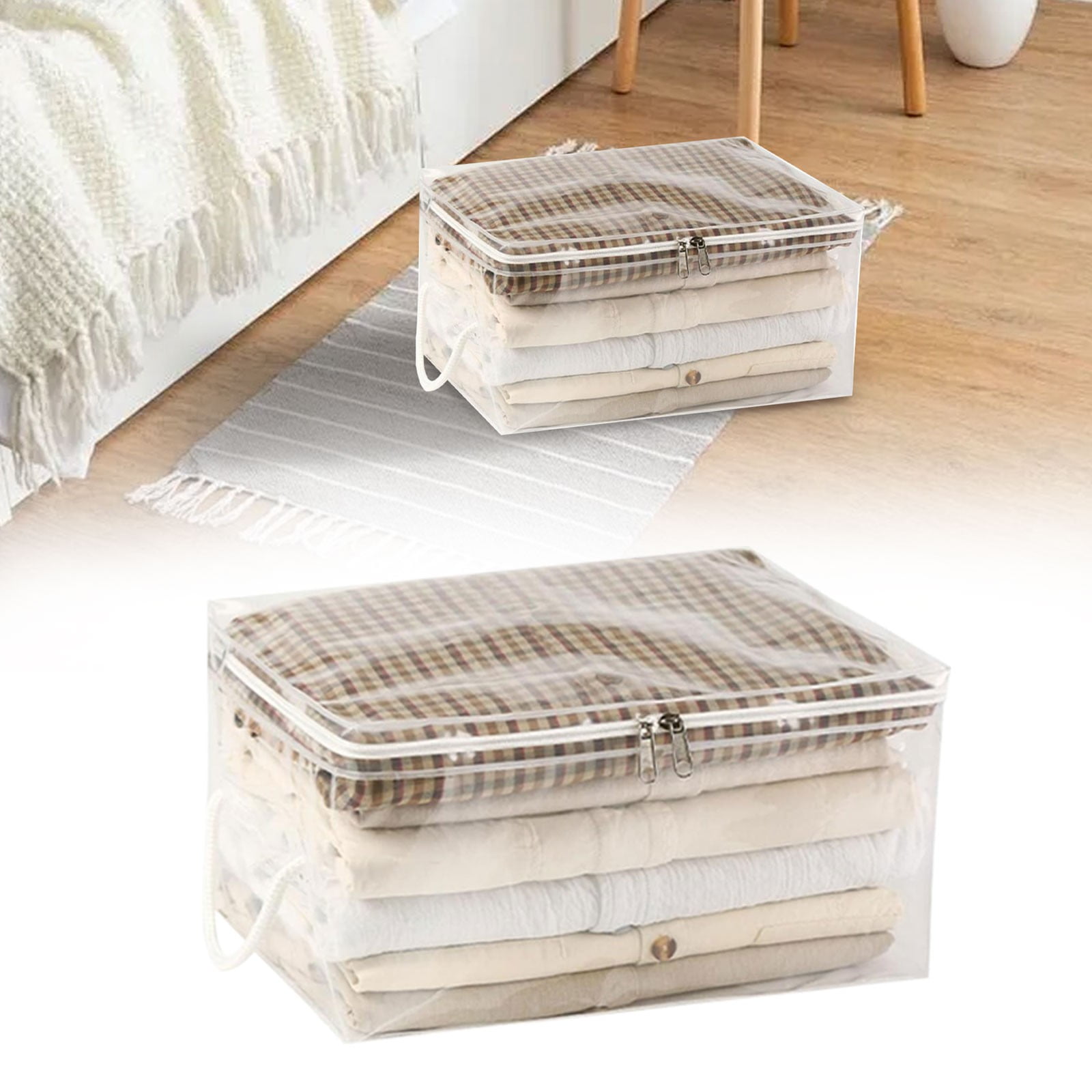 Transparent Zipper Clothing Storage Bag - Heavy-Duty Organizer for Blankets, Linen, Bed Sheets, Clothes & Pillows, Space-Saving, 41 × 30 × 20 cm — image 2