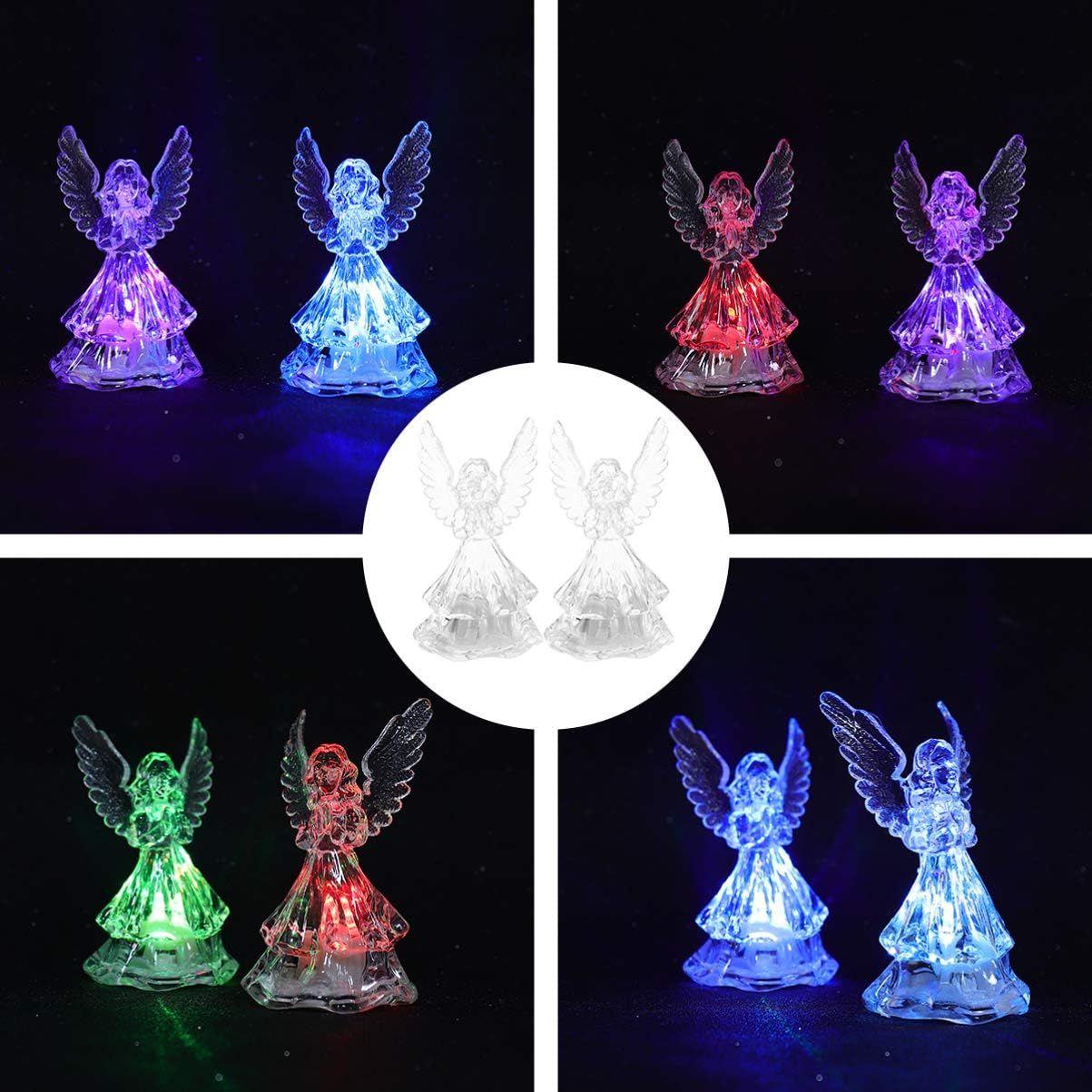 2Pcs Color Changing LED Angel Lamp Light Garden Angel Gifts Garden Decor Glittering 3D Lighted Angel Figurine for Desk Ornament โ image 2